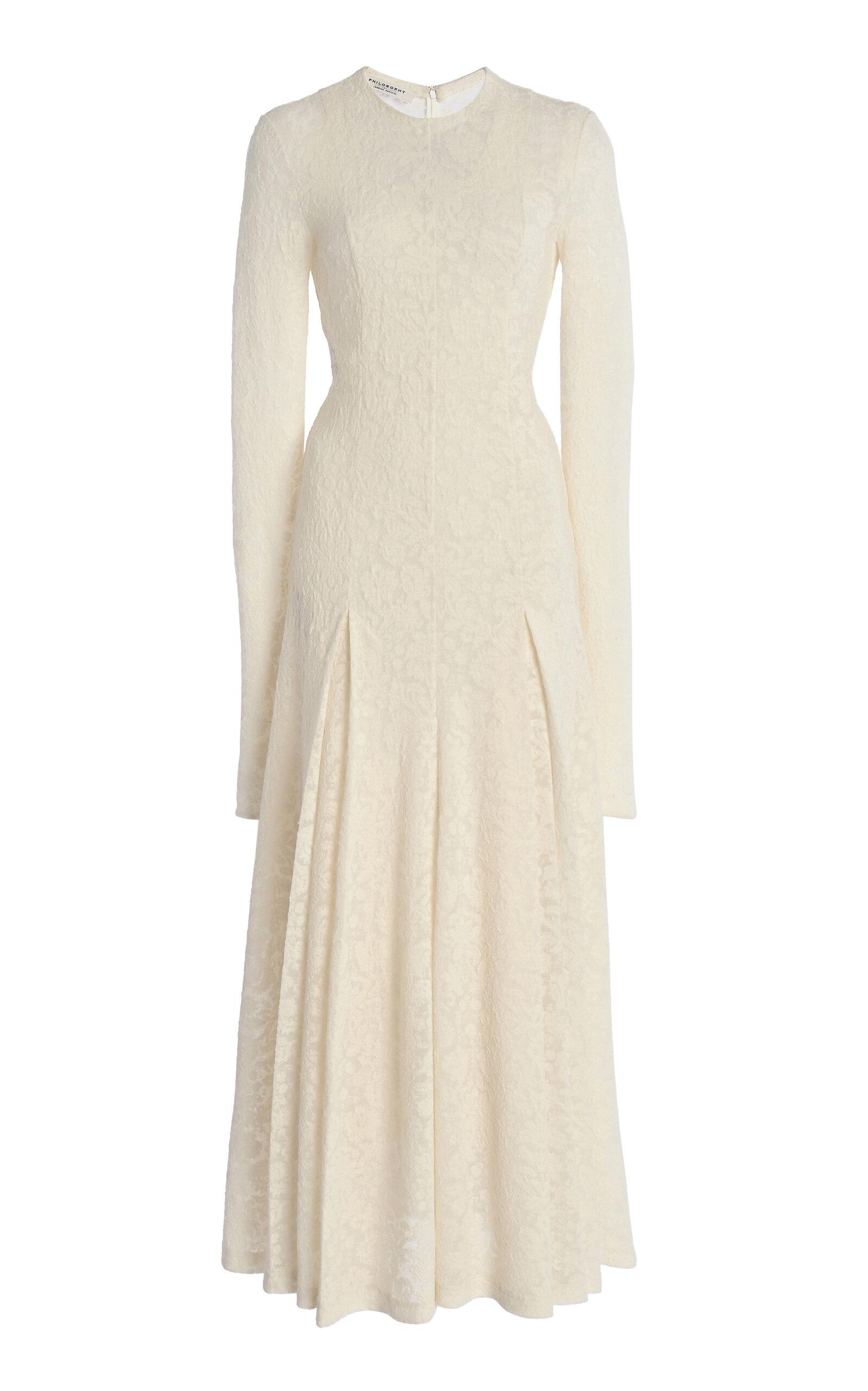 Philosophy Di Lorenzo Serafini Wool-Blend Lace Maxi Dress in Natural | Lyst