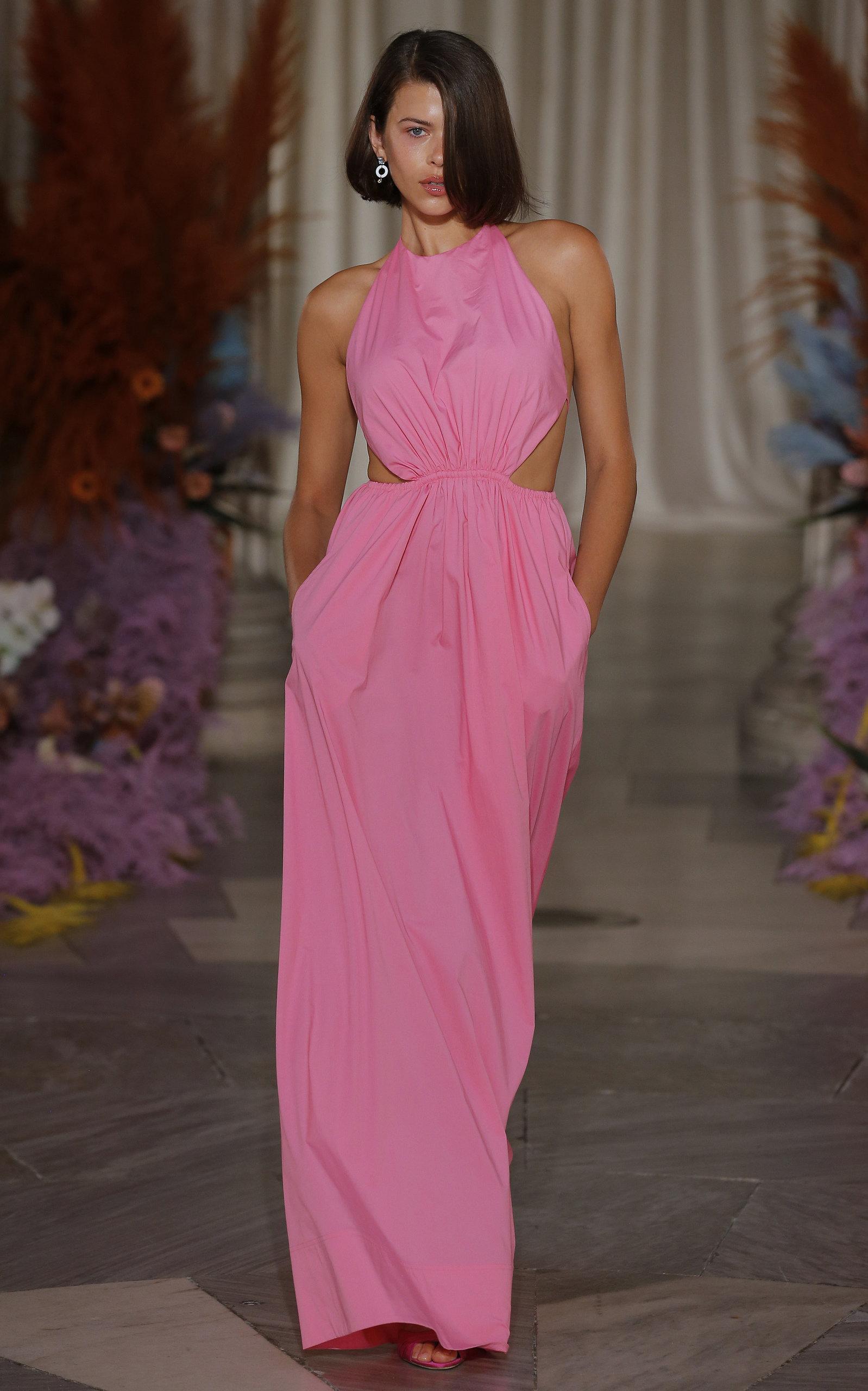 STAUD Apfel Cutout Cotton-blend Maxi Dress in Pink - Lyst