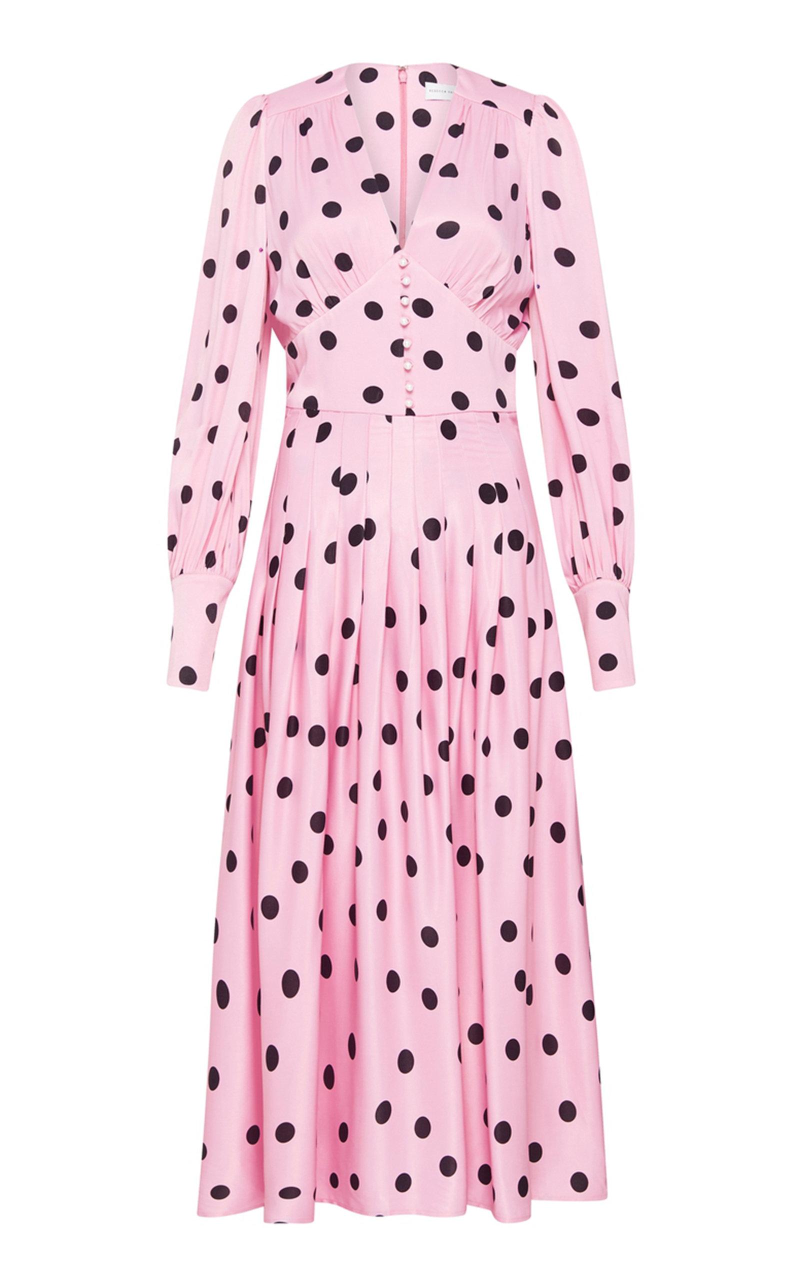 Rebecca Vallance Synthetic Mattel Pleated Polka-dot Crepe Midi Dress in ...
