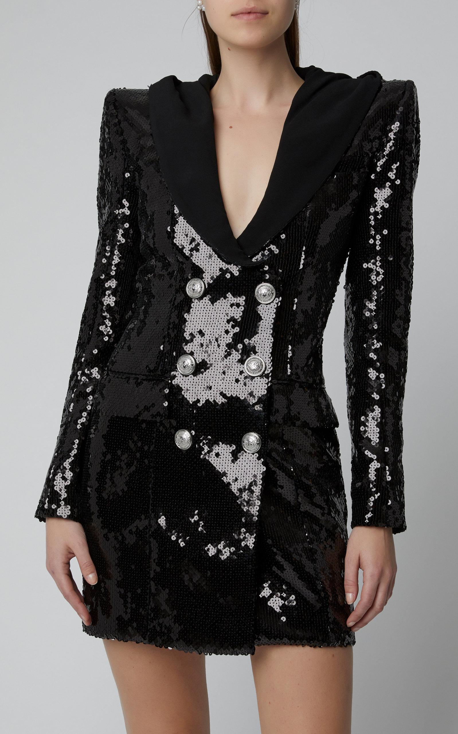 Balmain Synthetic Sequined Hooded ...