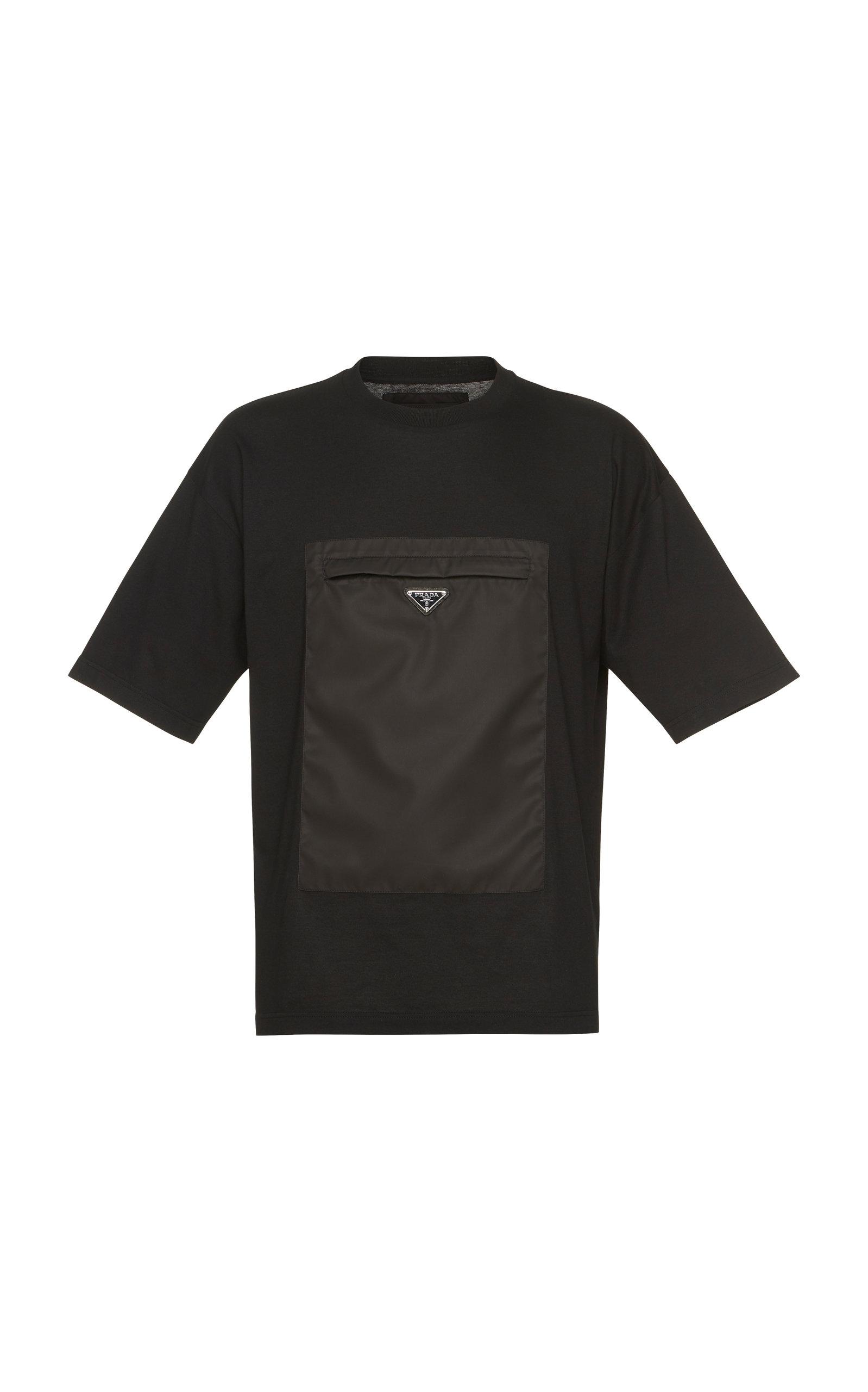 Prada Black Cotton T-shirt With Nylon Pocket for Men | Lyst Australia