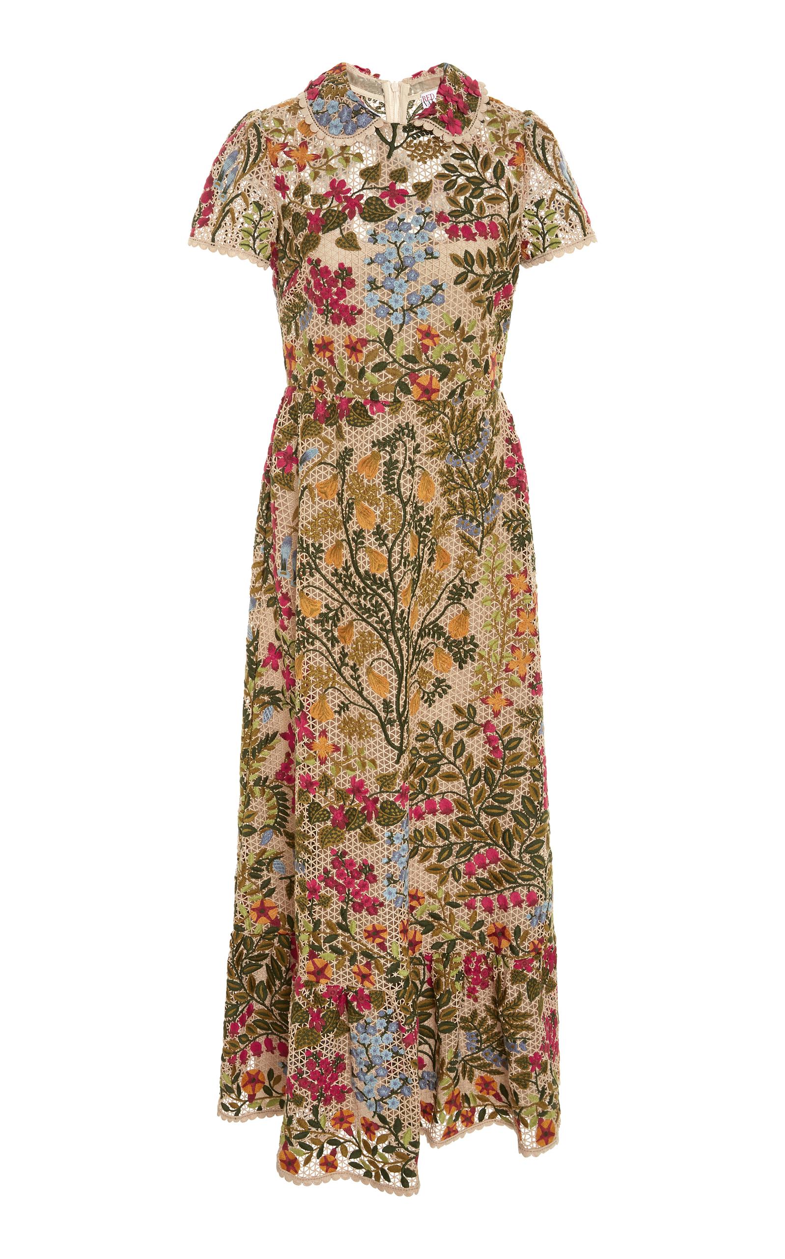 Penelope look for raft RED Valentino Floral Embroidered Macramé Dress | Lyst