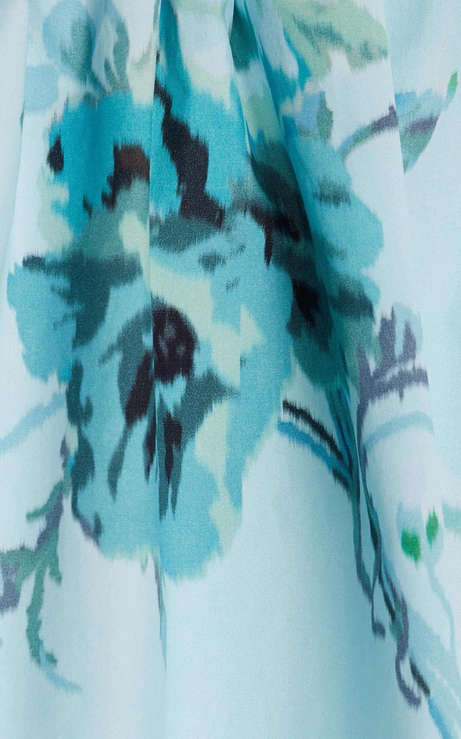 Zimmermann Lightburst Gathered Floral Cotton Midi Skirt in