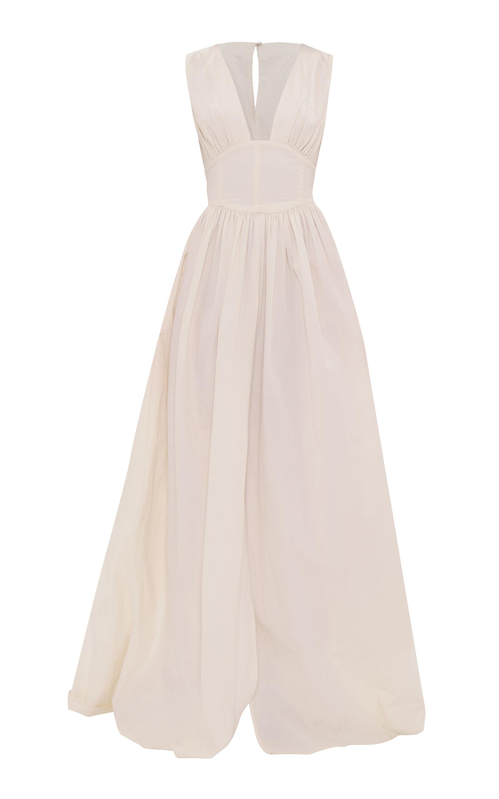 Andrea Iyamah Rexi Corset-Waist Cotton-Blend Maxi Dress in White | Lyst
