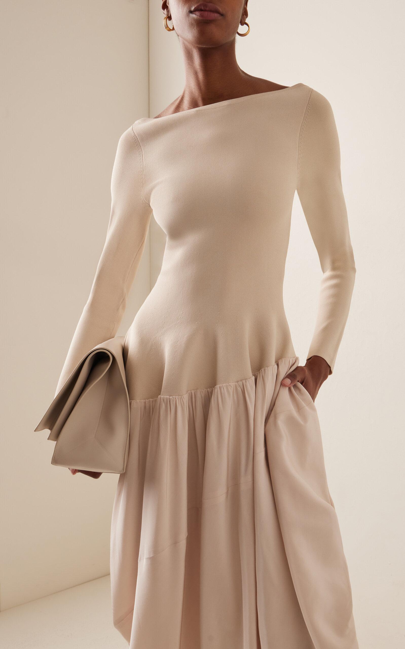 Jonathan Simkhai Angela Satin-trimmed Ribbed-knit Midi Dress