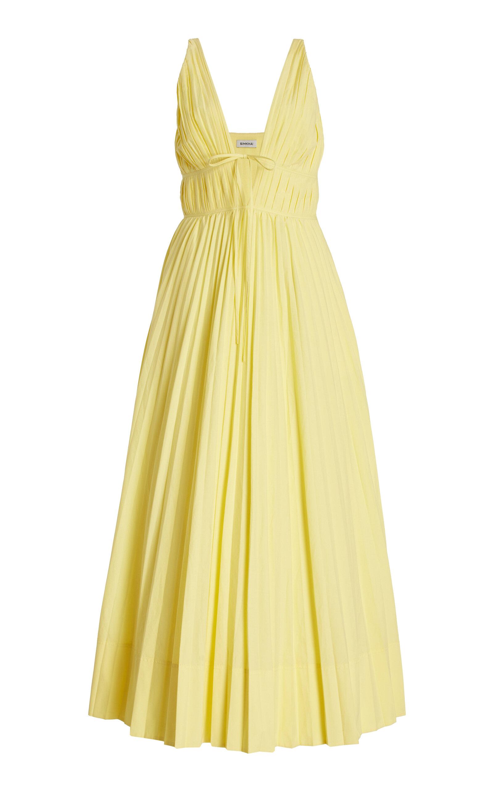 Pleated cotton dress hot sale