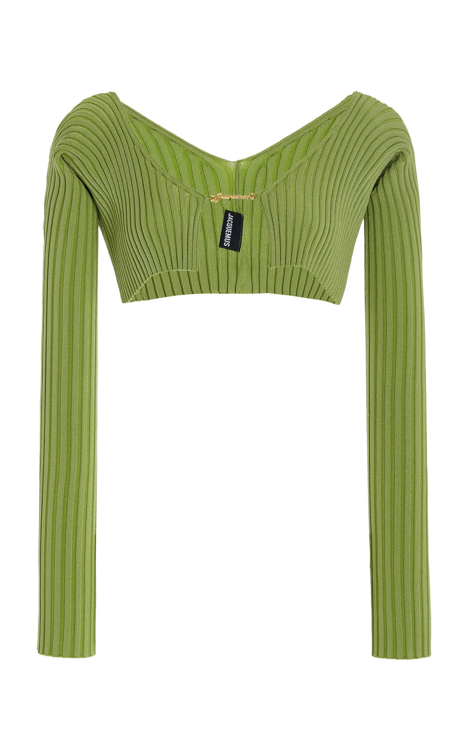 Jacquemus Pralù Cropped Ribbed-knit Top in Green | Lyst