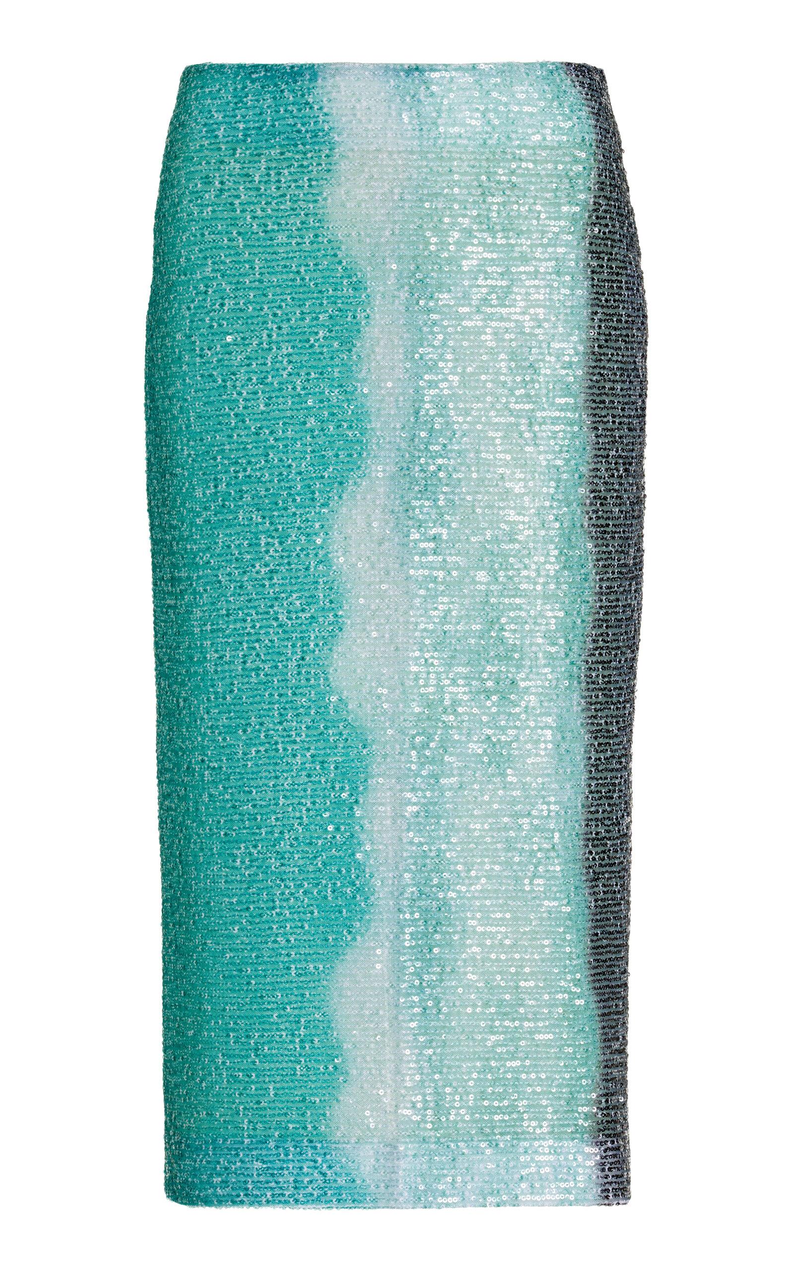 16Arlington Haile Dégradé-print Sequined Midi Skirt in Blue | Lyst