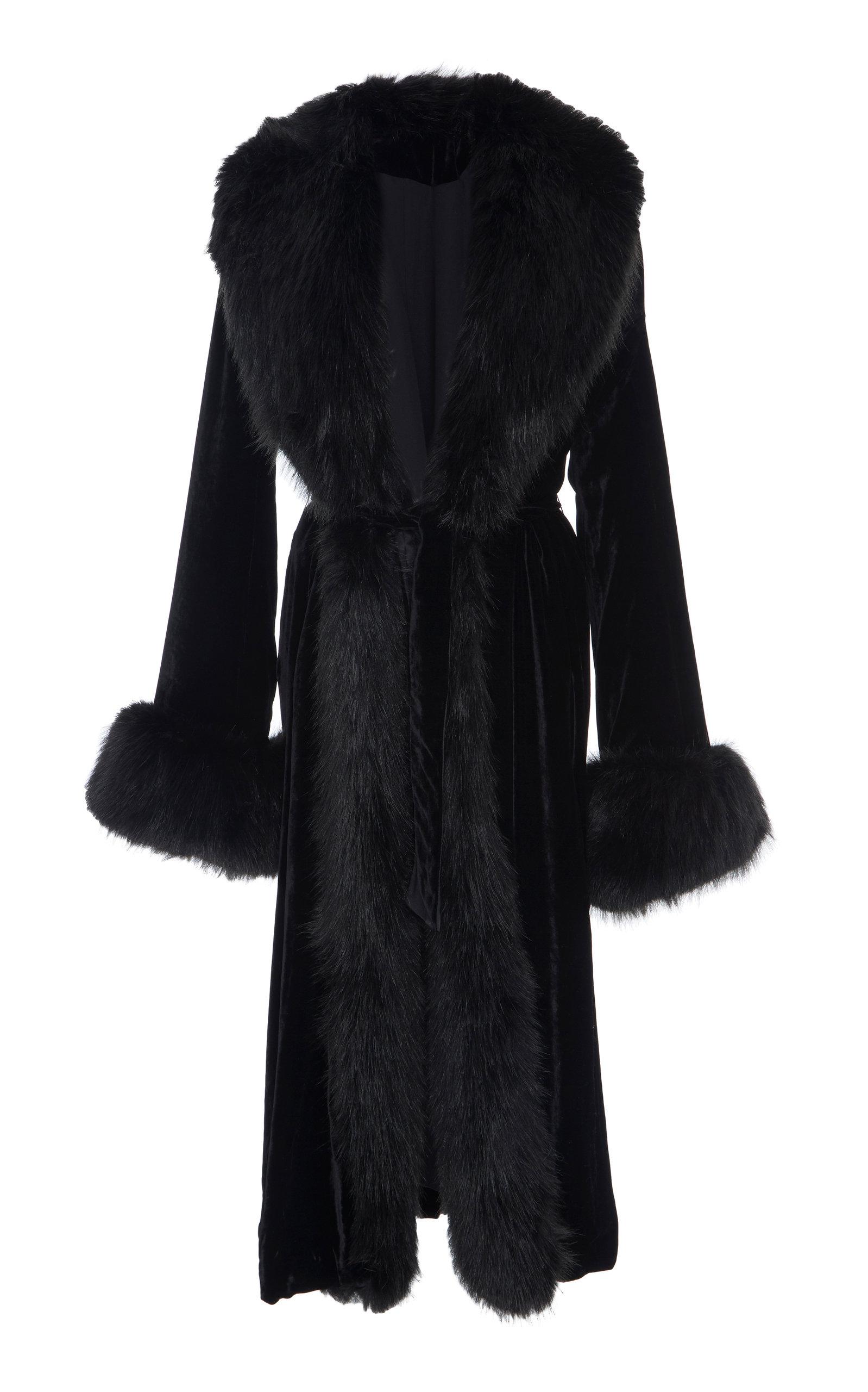 Marei 1998 Powderpuff Velvet Coat With Faux Fur Collar And Cuffs in ...