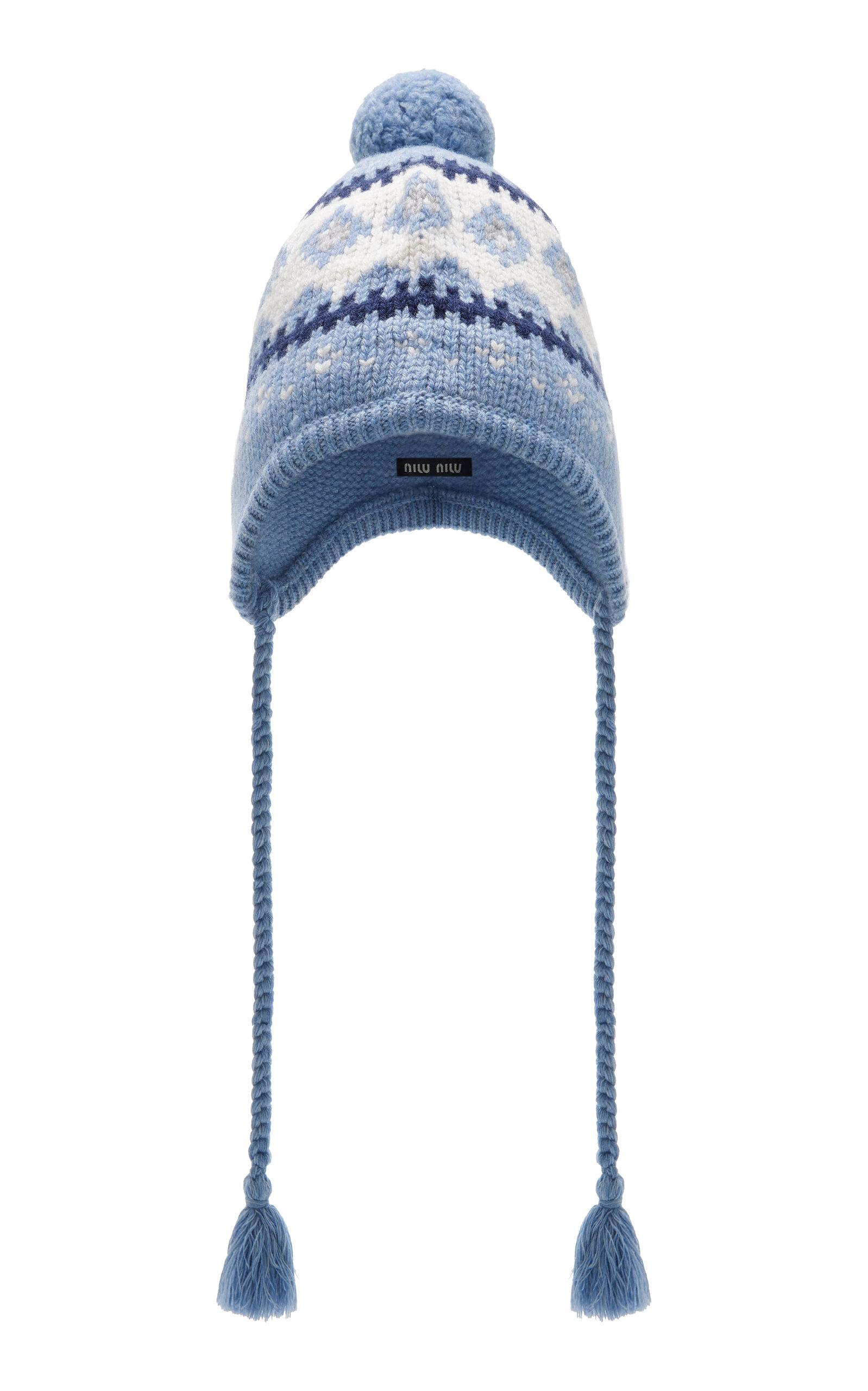 Miu Miu Fair Isle Wool Hat in Blue | Lyst