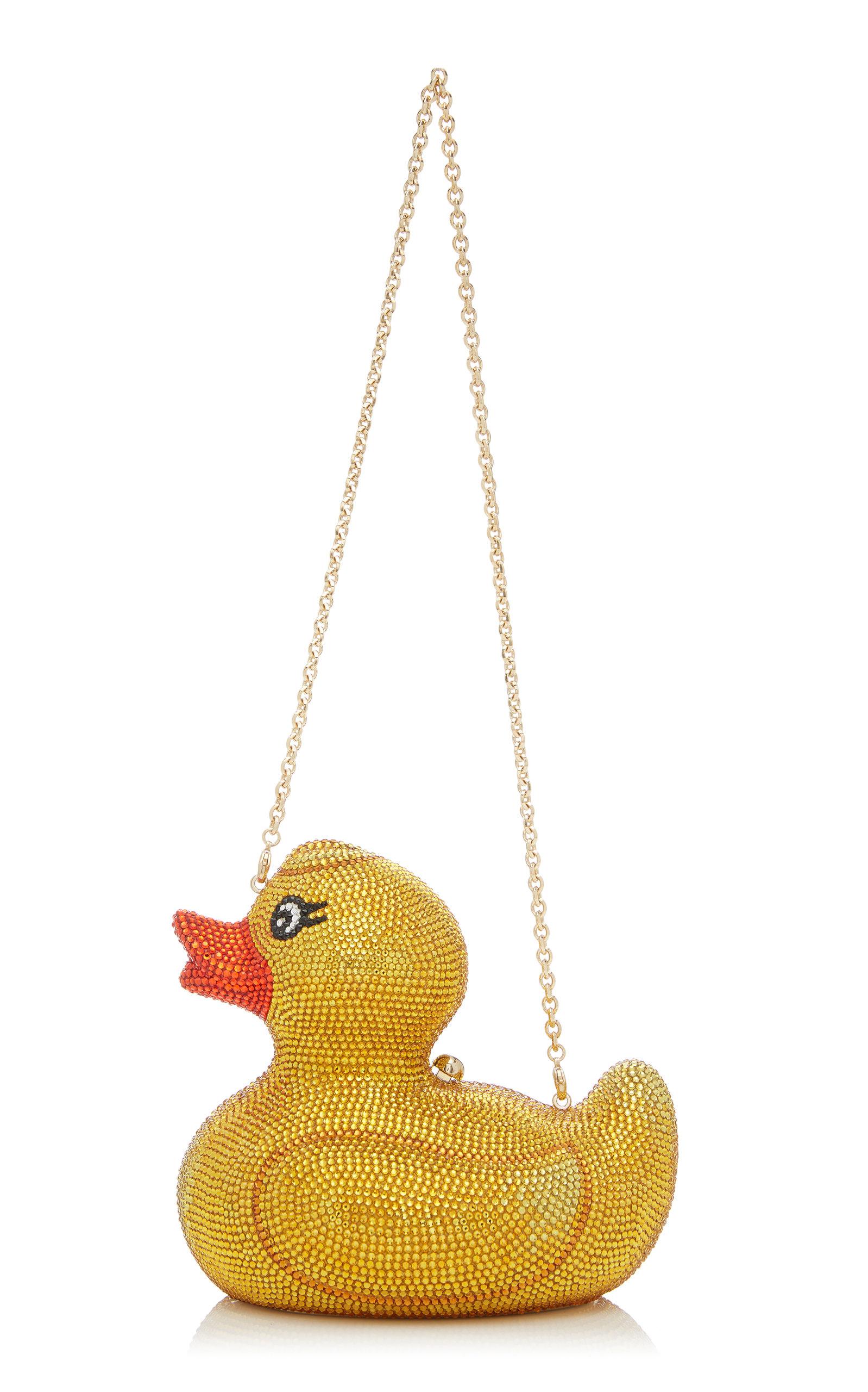 Yellow Rubber Ducks Leather Coin Purse, Kiss Lock Mini Clutch