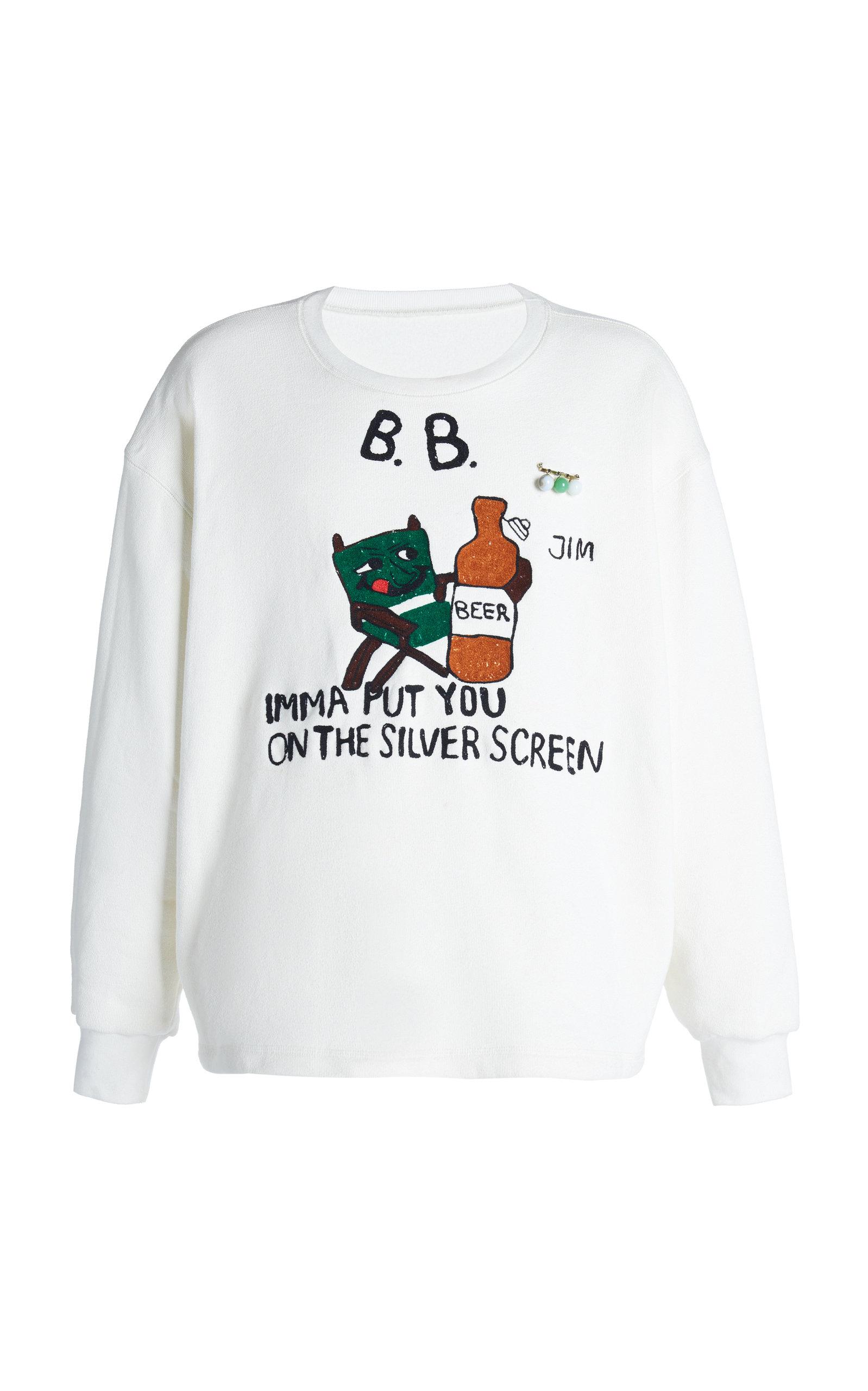 Bode Silver Screen Sweatshirt in White 