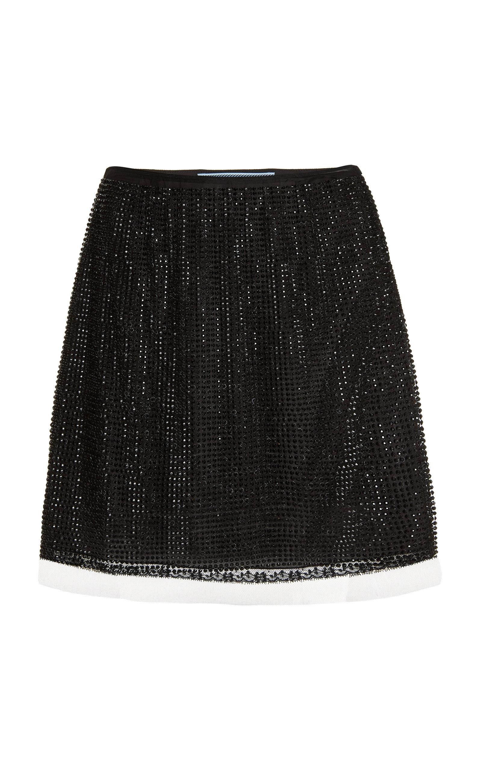 Womens Clothing Skirts Mini skirts Prada Crystal-embellished Tulle Miniskirt in Black 