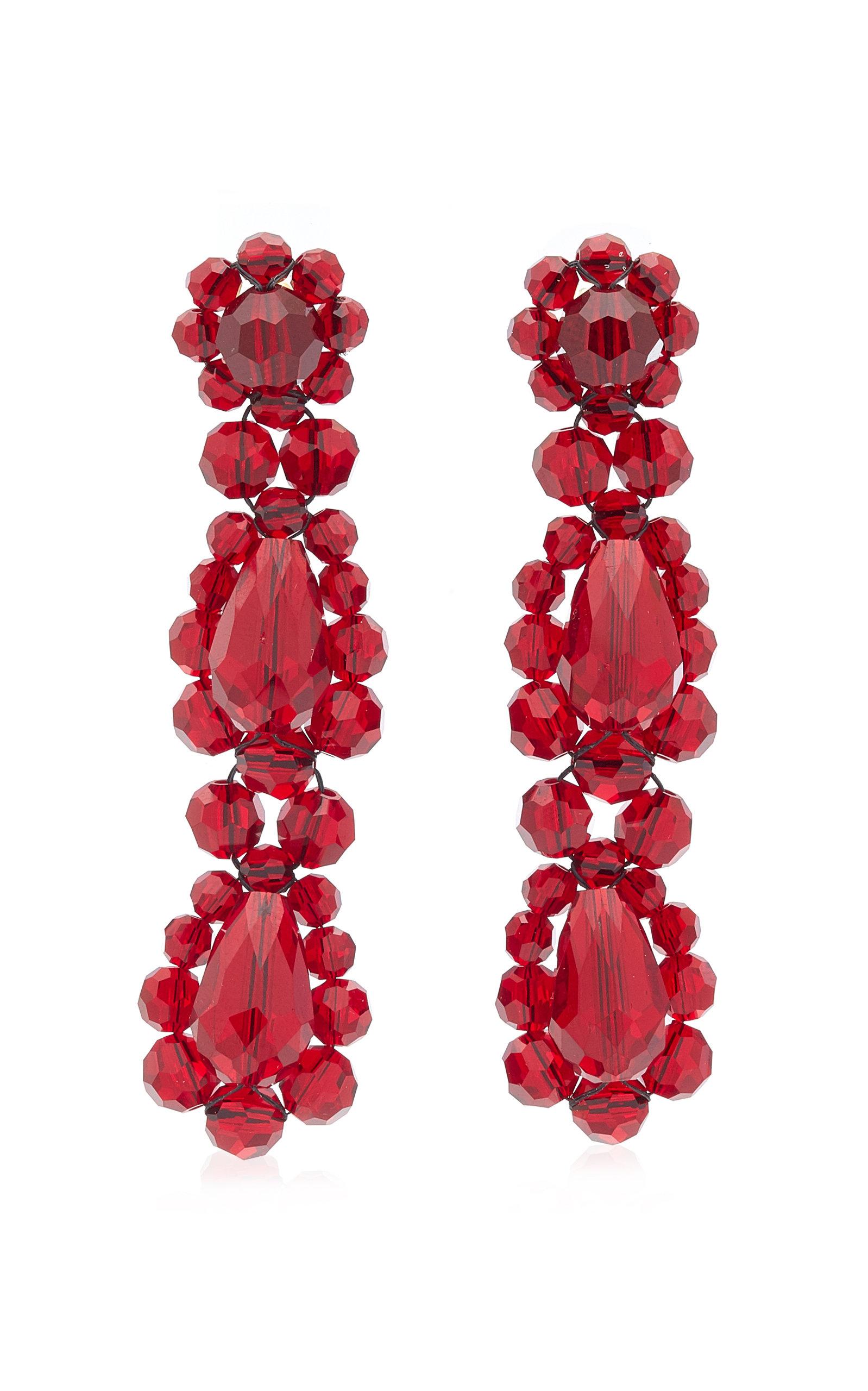 Simone Rocha Crystal Drop Earrings in Red - Lyst