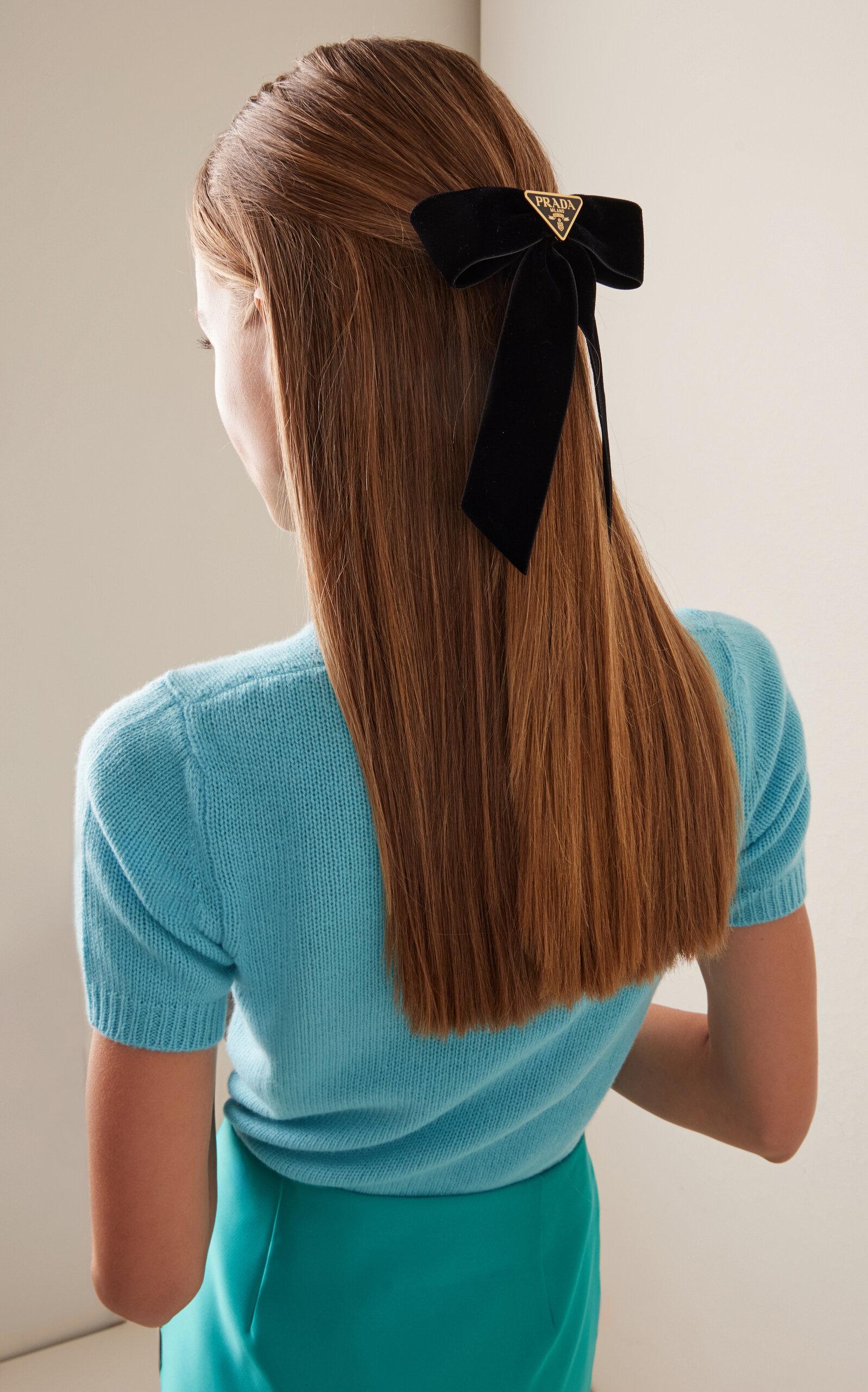 Prada Velvet Hair Bow in Black Lyst