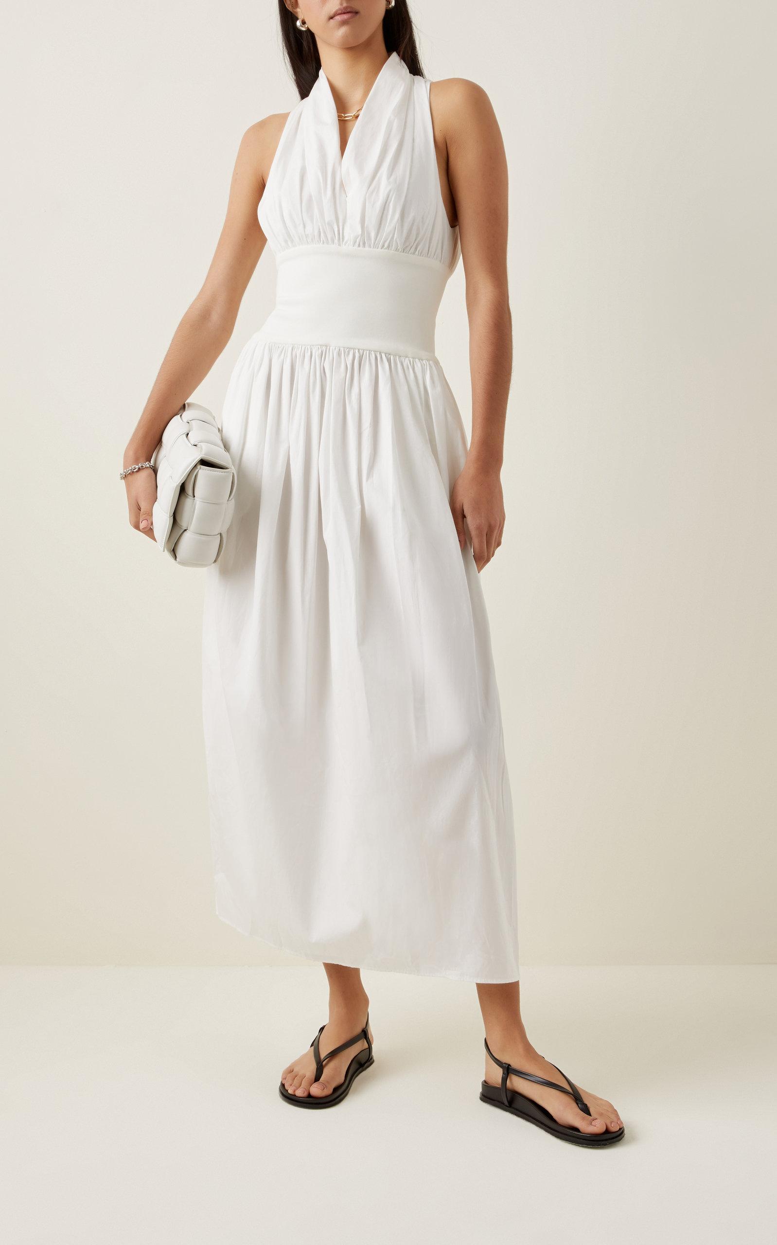 Esse Studios Jersey-inset Cotton Midi Dress in White | Lyst