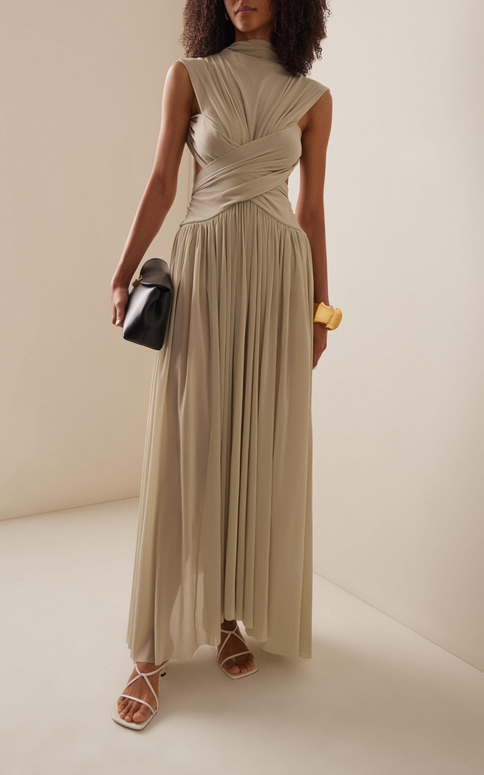 Philosophy Di Lorenzo Serafini Wrapped Chiffon Maxi Dress in Green | Lyst