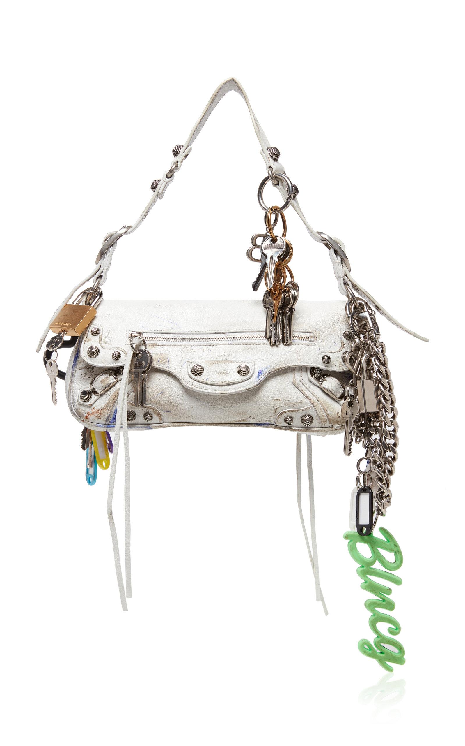 Balenciaga Le Cago Charm-detailed Leather Shoulder Bag in White | Lyst