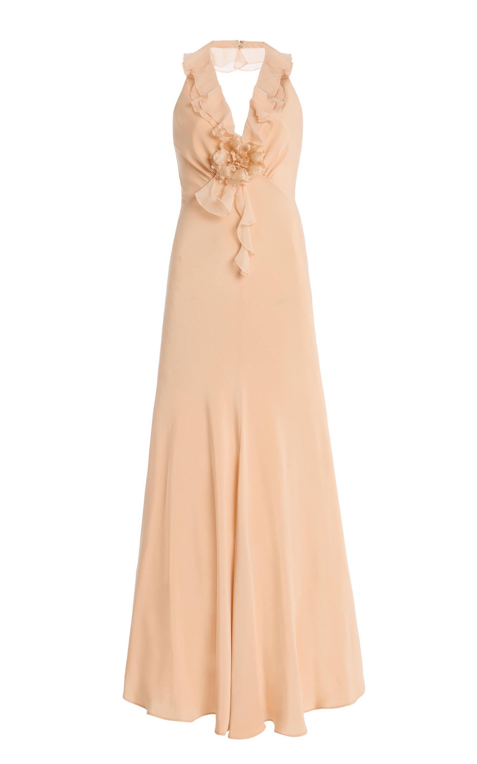 rodarte floral ruffled silk maxi dress Rodarte