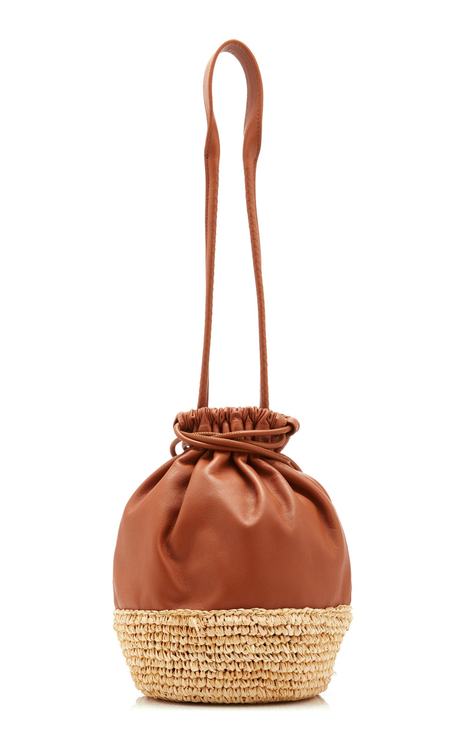 Ulla Johnson Carlita Mini Raffiapaneled Leather Basket Bag in Brown Lyst