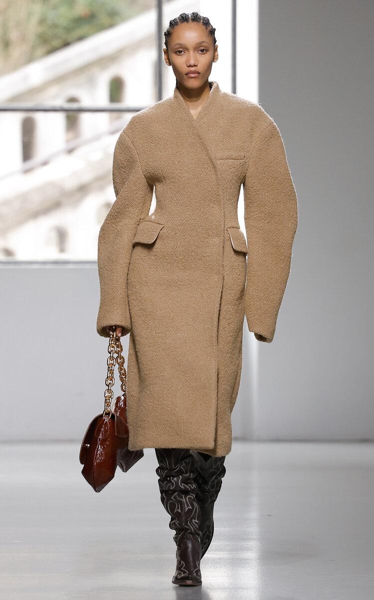 A.W.A.K.E. MODE Sculpted Wool Coat in Brown | Lyst