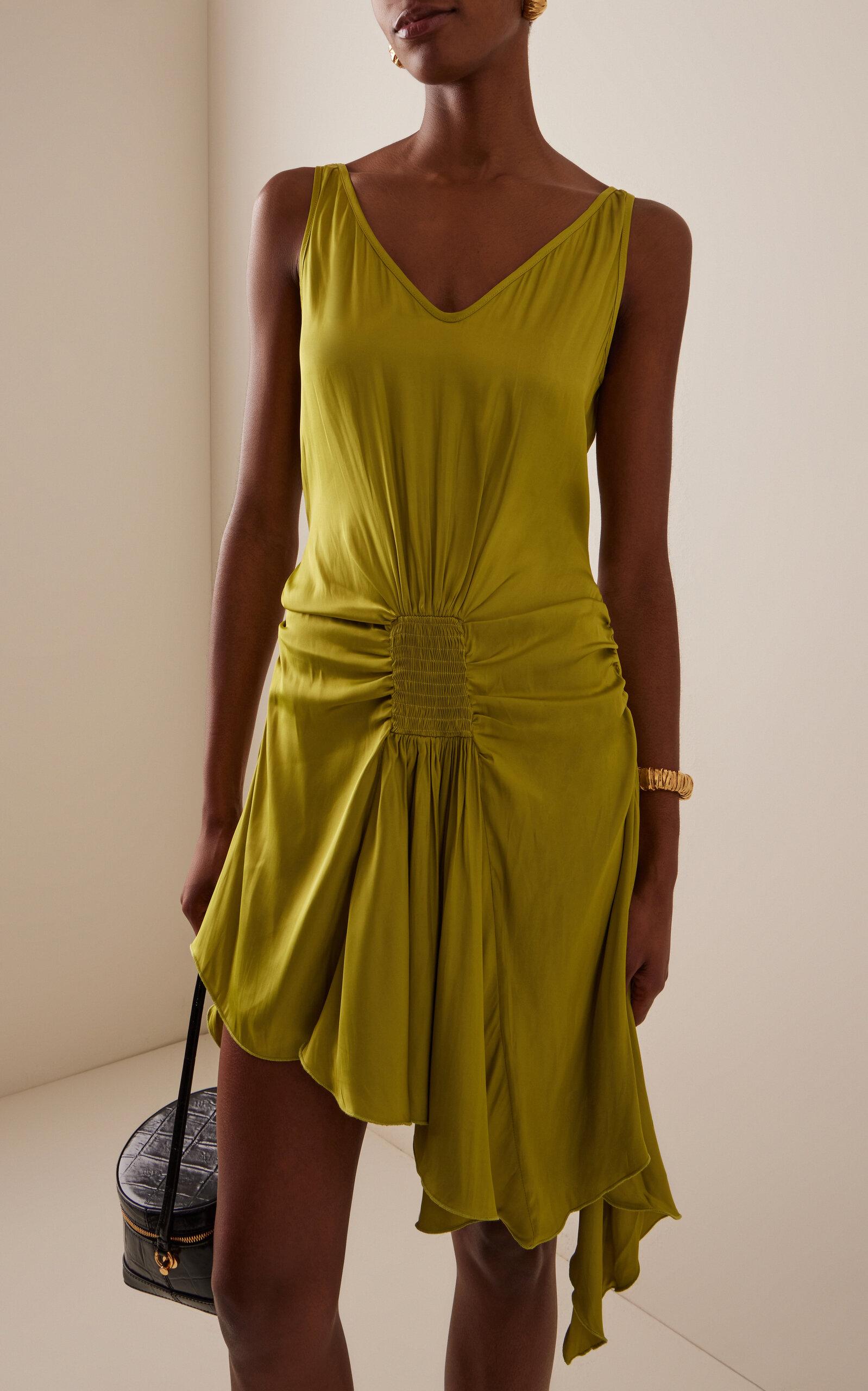 siedrés clemens ruched satin mini dress Siedres Clemens Ruched Satin Mini Dress in Green