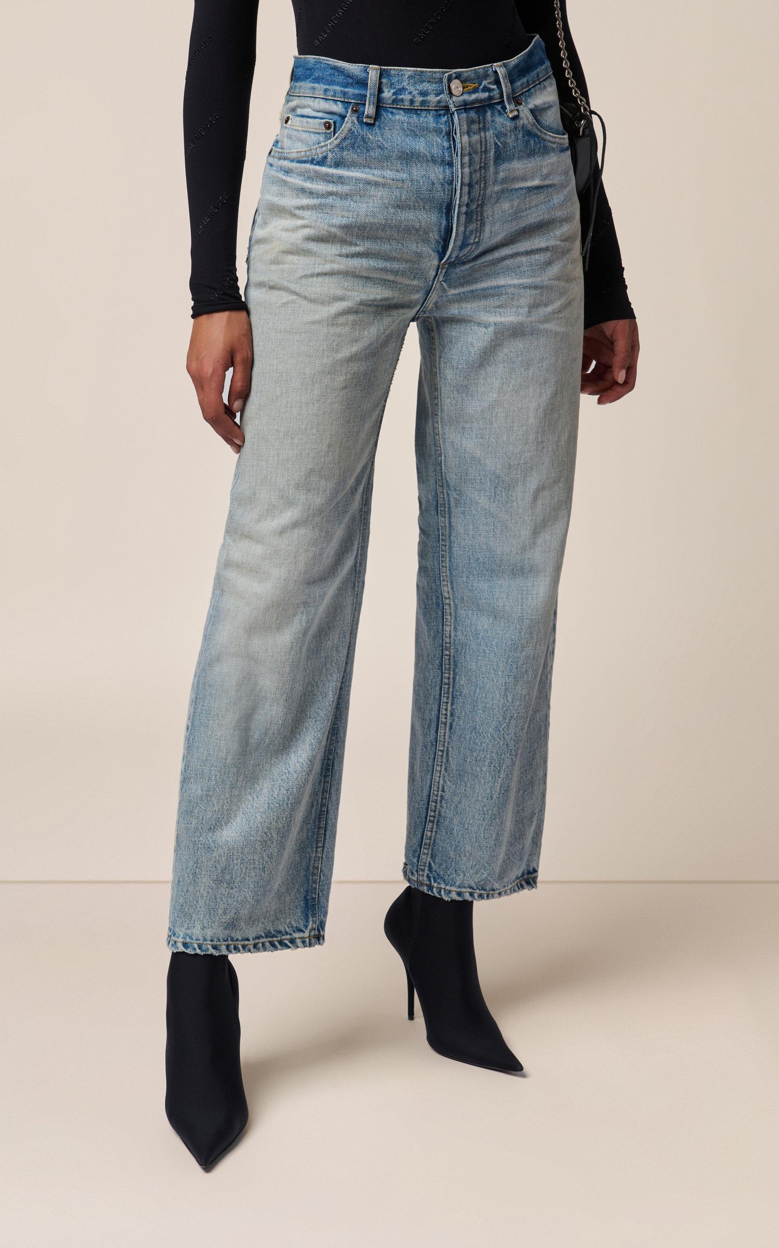 Balenciaga Rigid High-rise Wide-leg Ankle-cut Jeans in Blue | Lyst