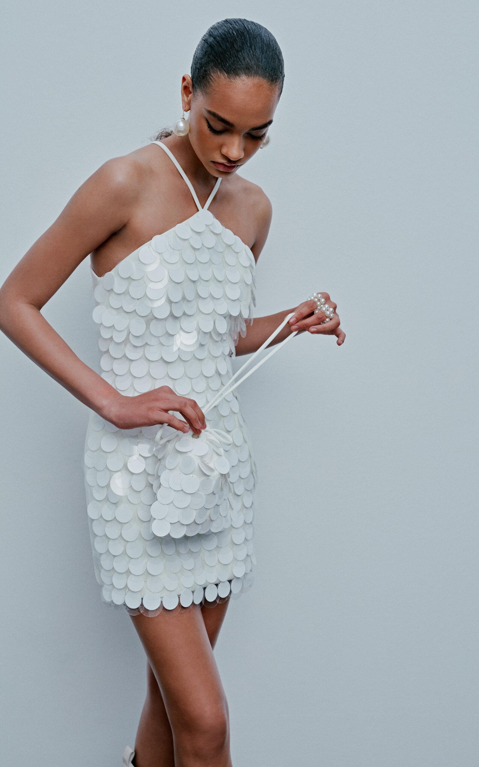 Ila Veronica Paillette-sequined Halter Mini Dress in White | Lyst