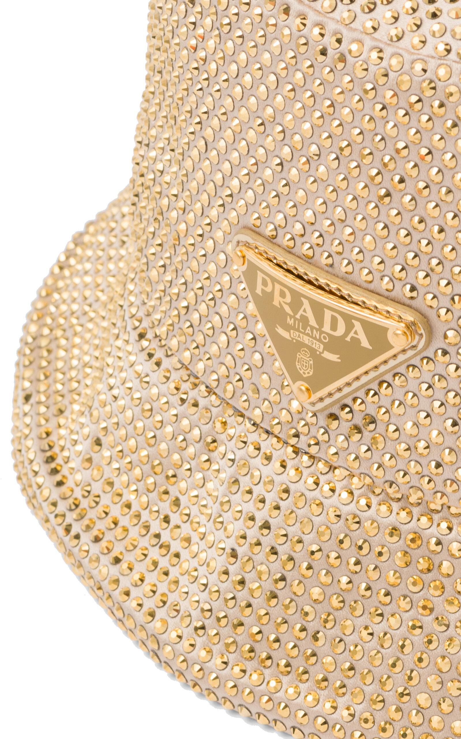 Prada Crystal-embellished Satin Bucket Hat in Natural | Lyst