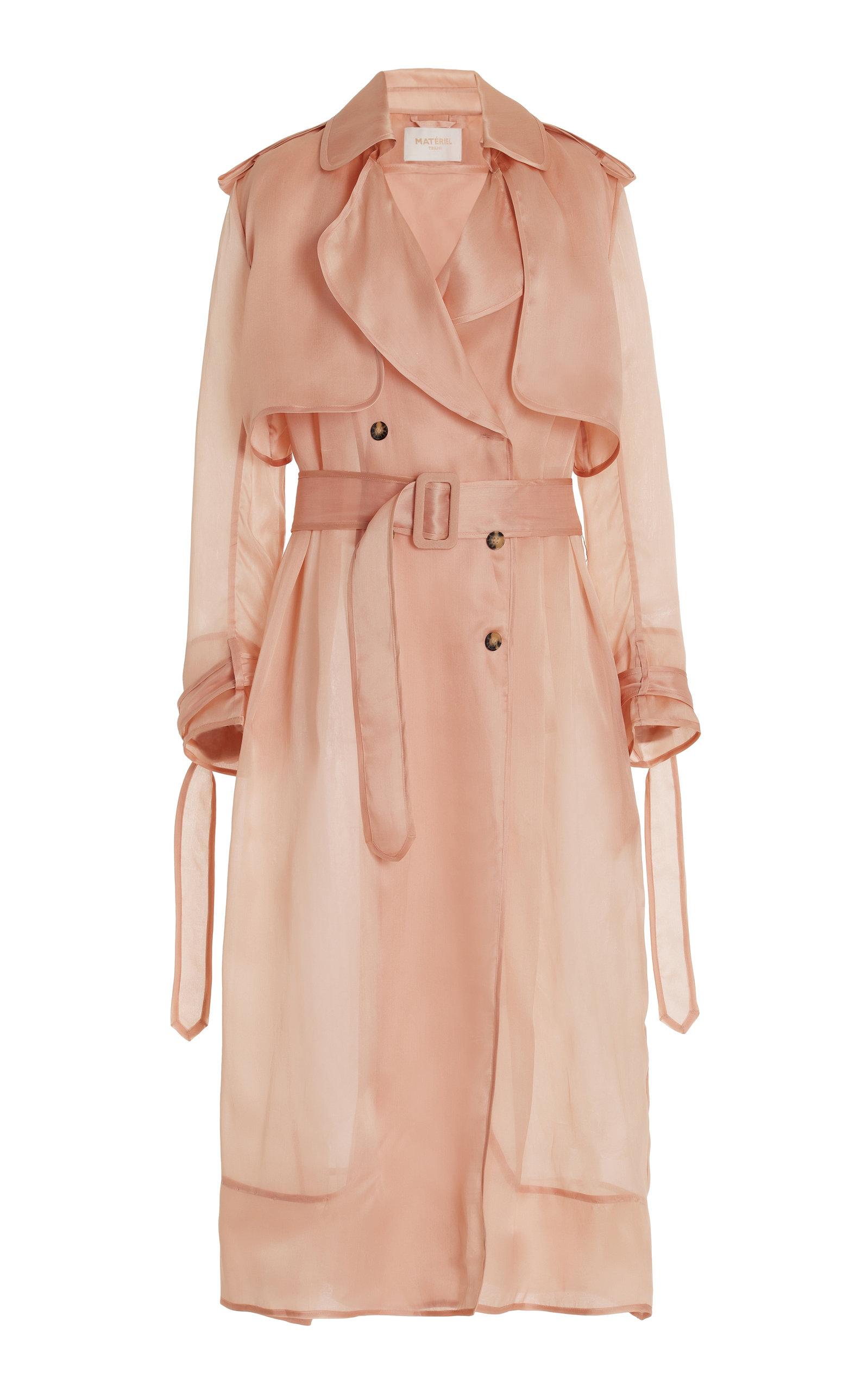Matériel Silk Organza Double-breasted Trench Coat in Pink | Lyst