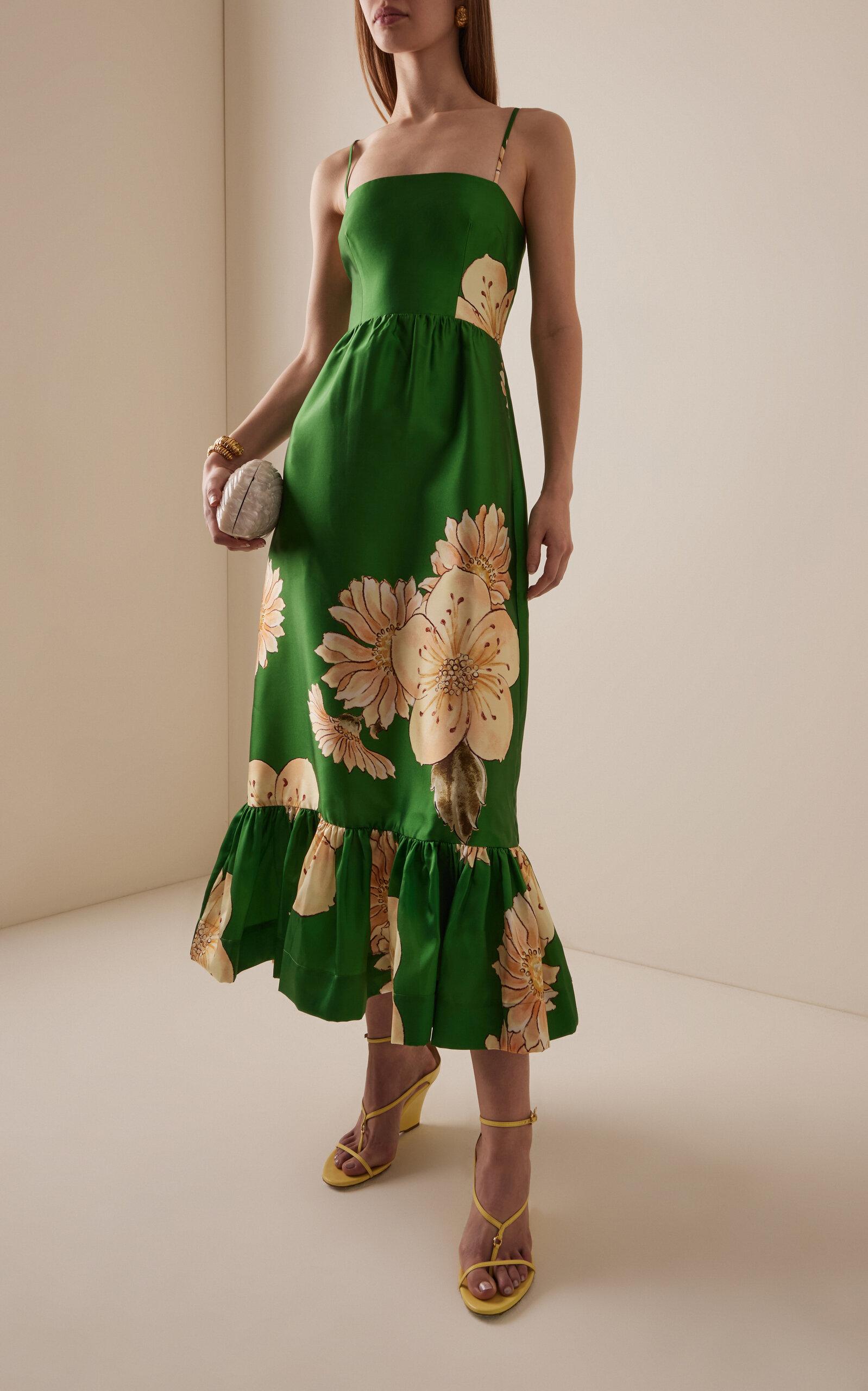 knee length dresses for ladies Lia Floral Midi Dress in Sage main image 1