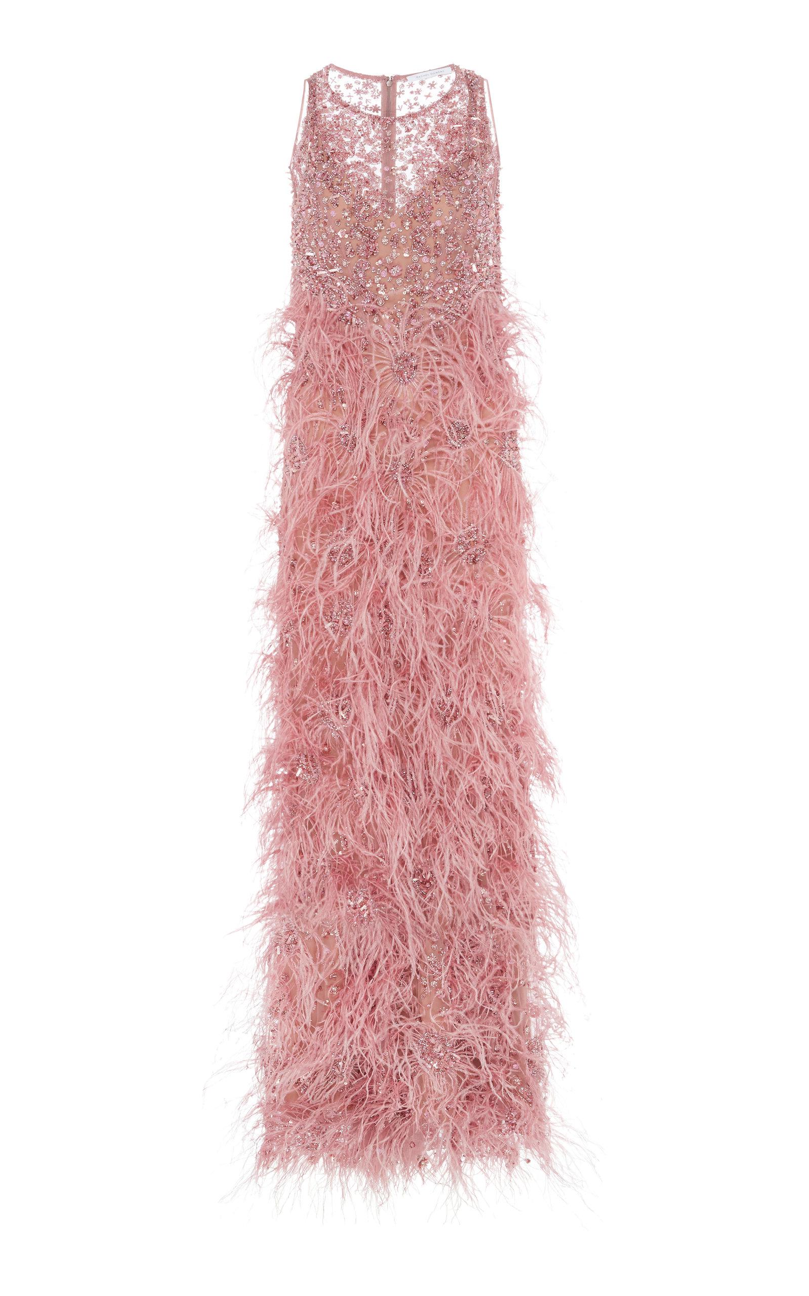 Rachel Gilbert Silk Eris Hand Embroidered Sleeveless Gown in Pink 