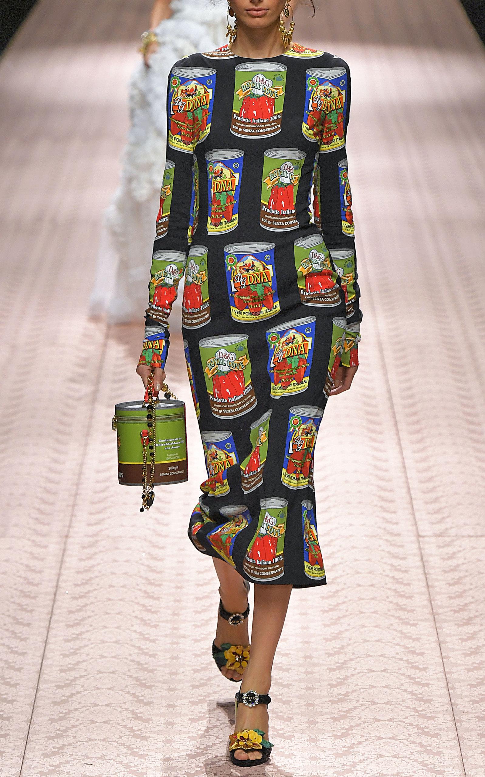 Dolce & Gabbana Tomato Cans Printed Midi Dress | Lyst