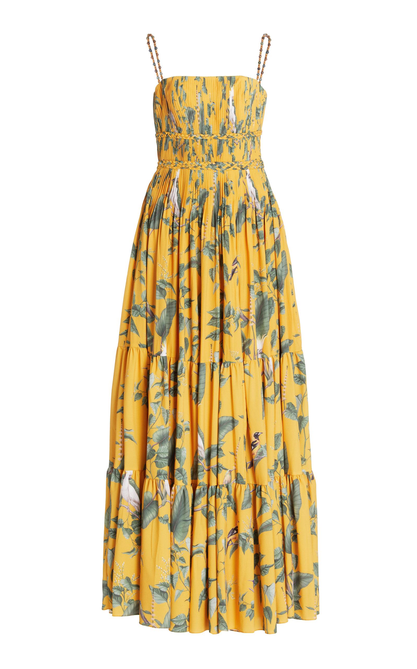 ANDRES OTALORA Exclusive Mocagua Pleated Printed Crepe Maxi