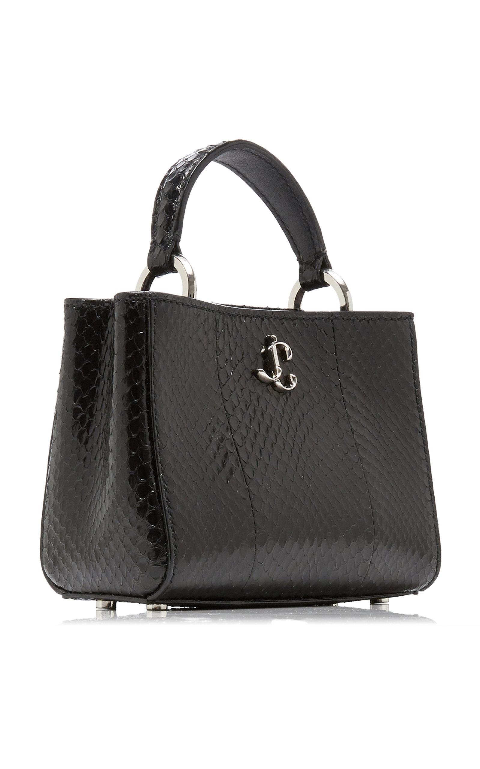 JIMMY CHOO varenneブラック・トップハンドル Jimmy Choo Varenne Mini Snakeskin Top Handle Bag in Black | Lyst