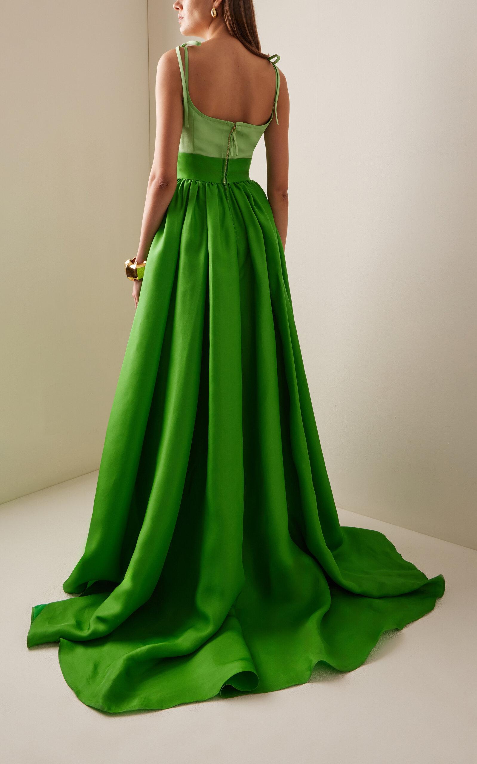 Carolina Herrera Two-Tone Silk Gown in Green | Lyst Carolina Herrera Two-Tone Silk Gown in Green | Lyst