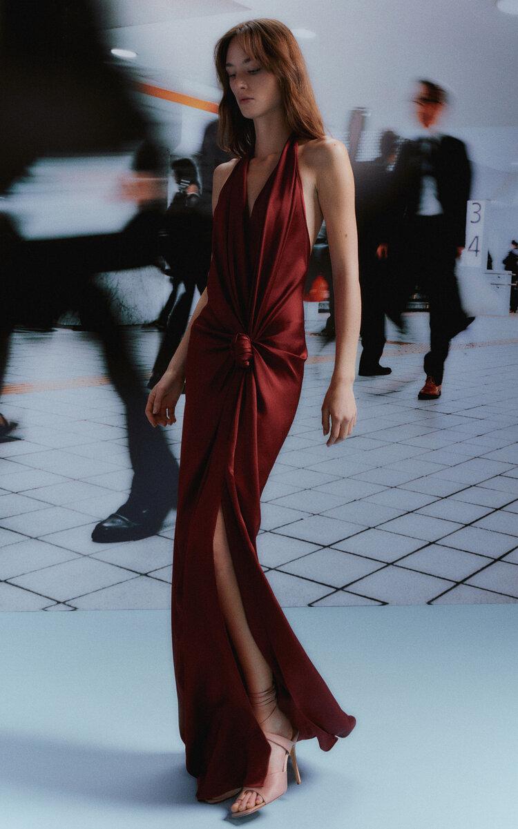 silvia tcherassi jazmin gathered satin maxi dress Jazmin Gown