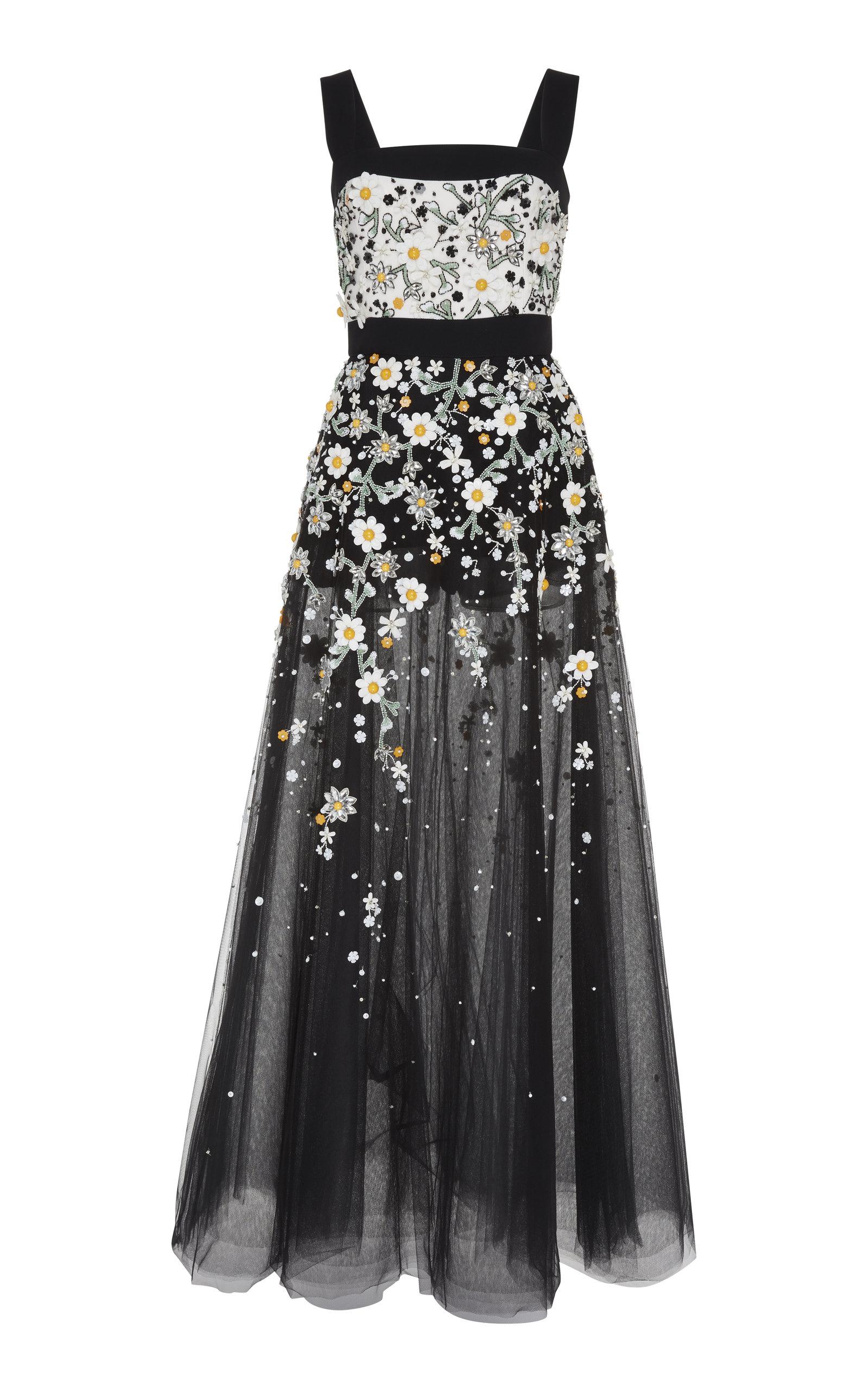 Elie Saab Floral Embroidered Gown in Black | Lyst