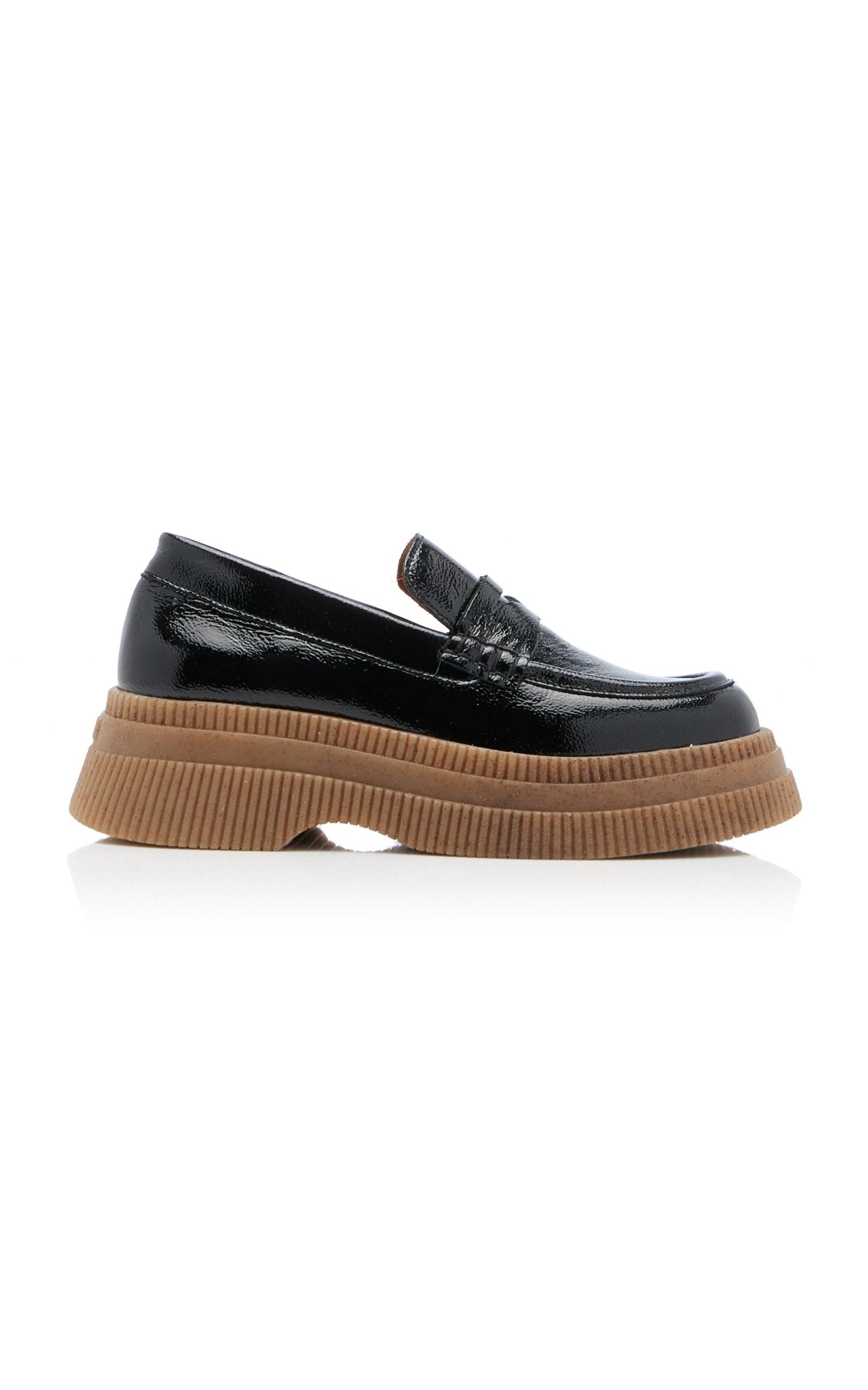 Ganni Wallaby Leather Creeper Loafers in Black Lyst