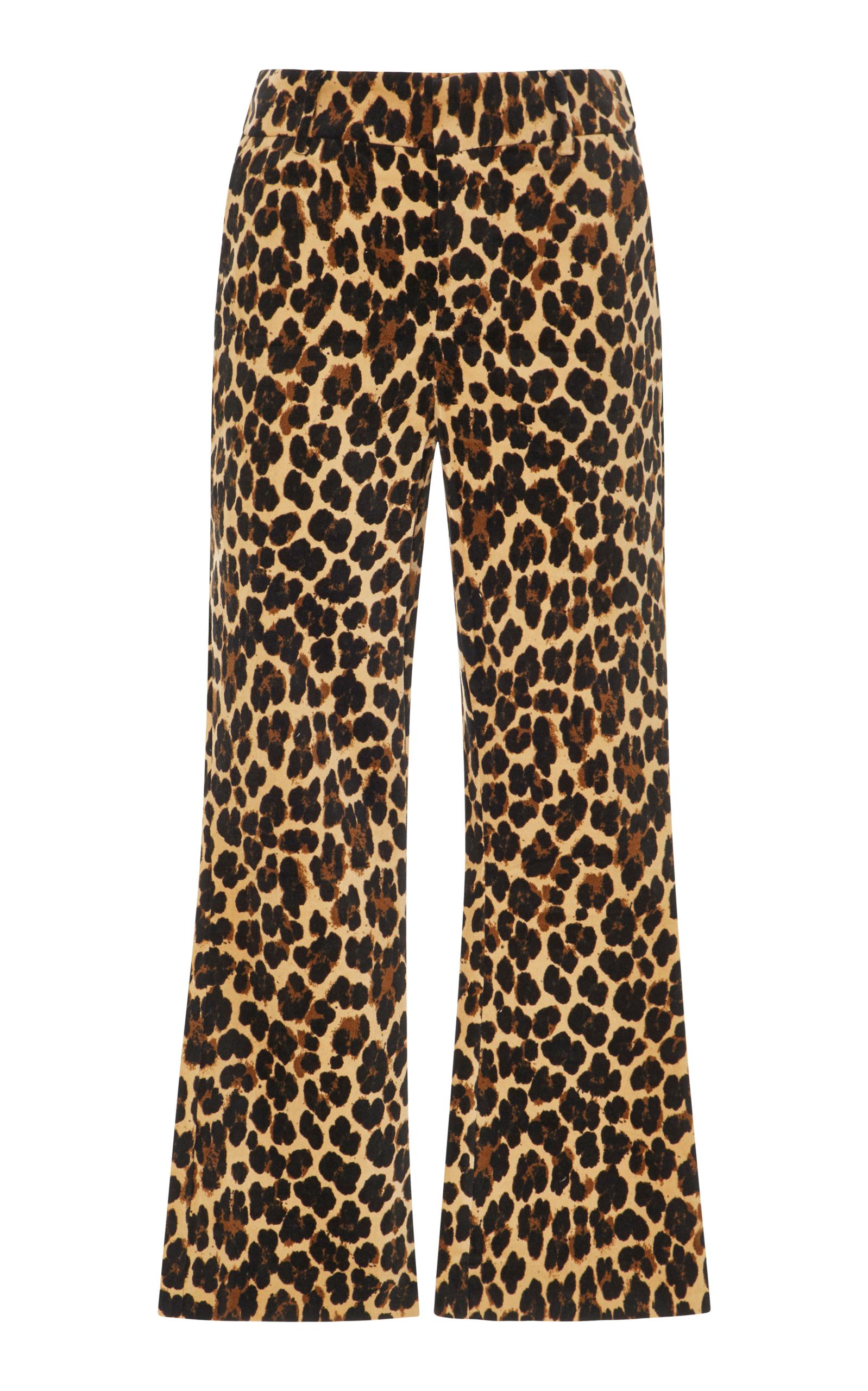 FRAME Leopard-print Velvet Flared Pants - Lyst