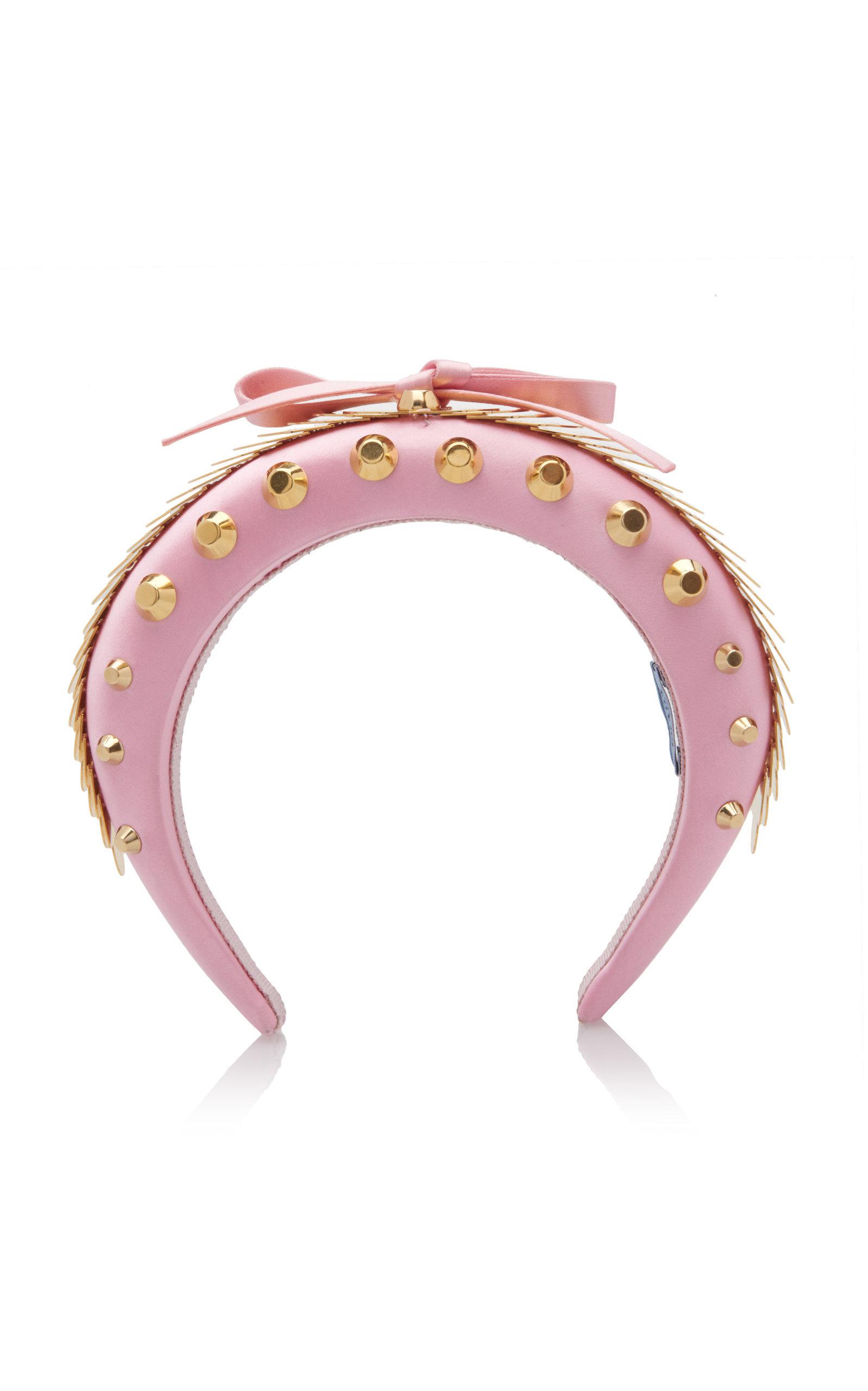 Prada Sequin Studded Satin Headband in Pink - Lyst