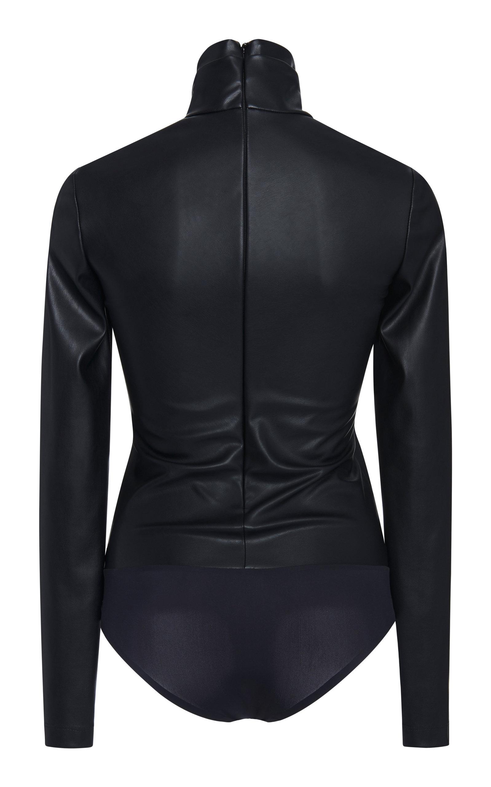 Faux leather turtleneck bodysuit Clearance
