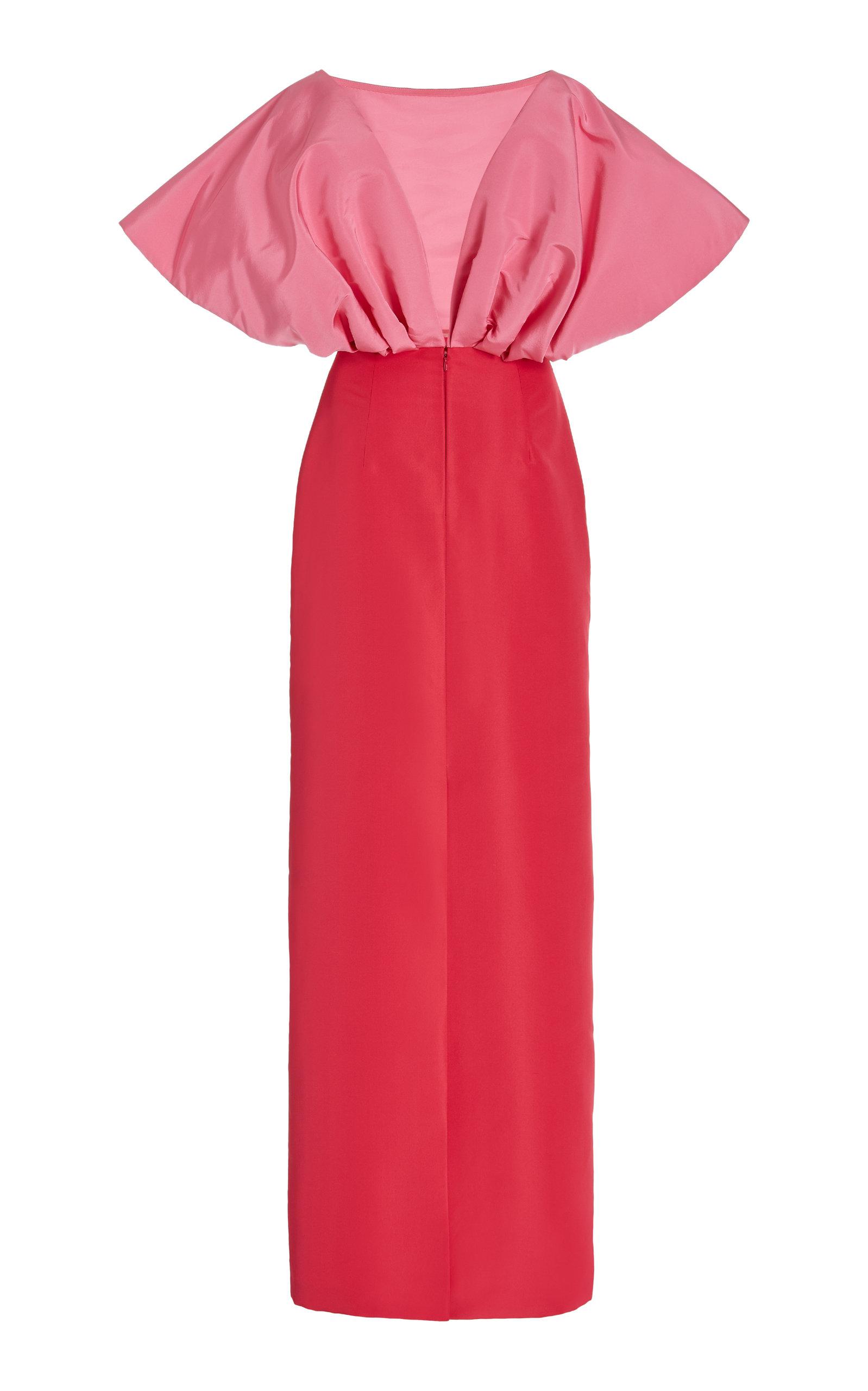 Carolina Herrera Drop Shoulder Two-toned Silk Gown in Red | Lyst