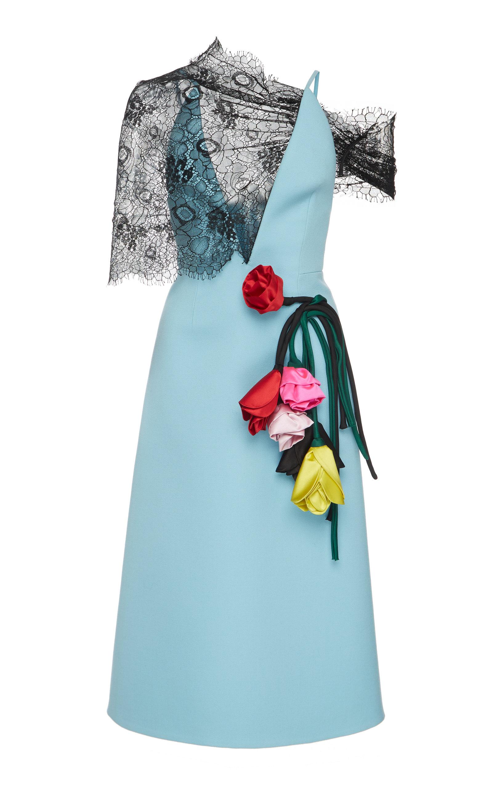 blue prada dress Prada Women's Flared One Sleeve Midi Dress – Blue – XL main image 0
