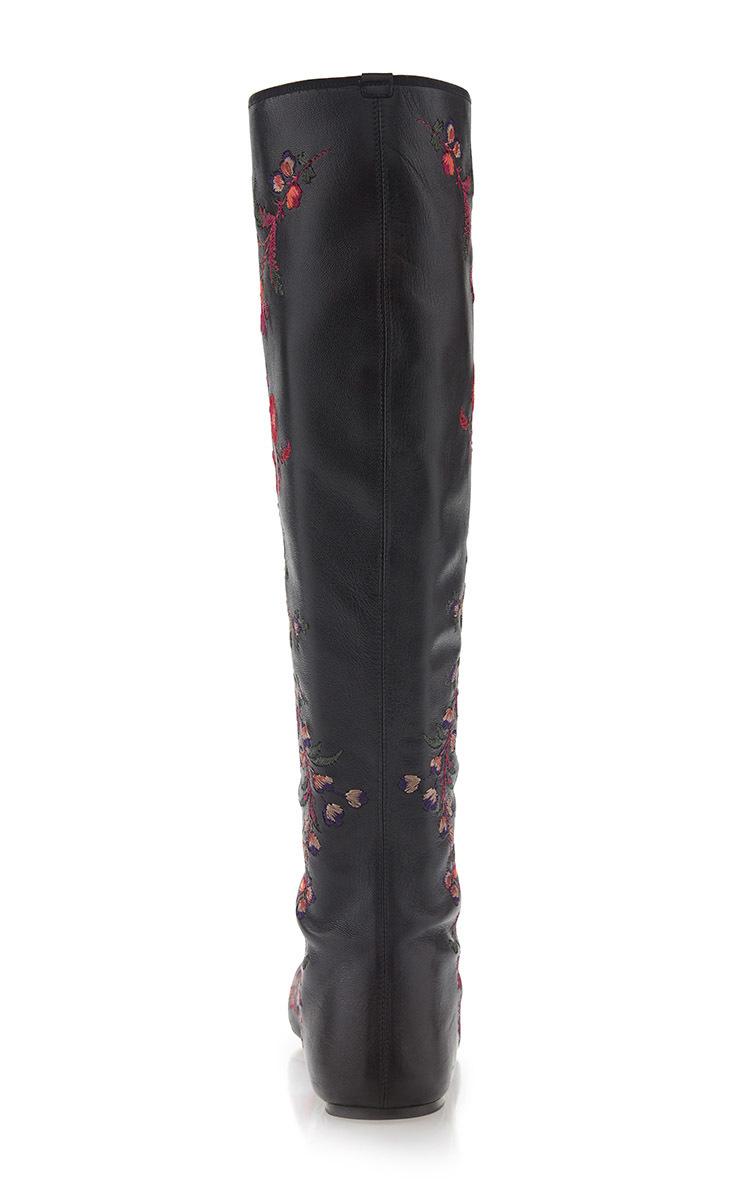 embroidered flat boots