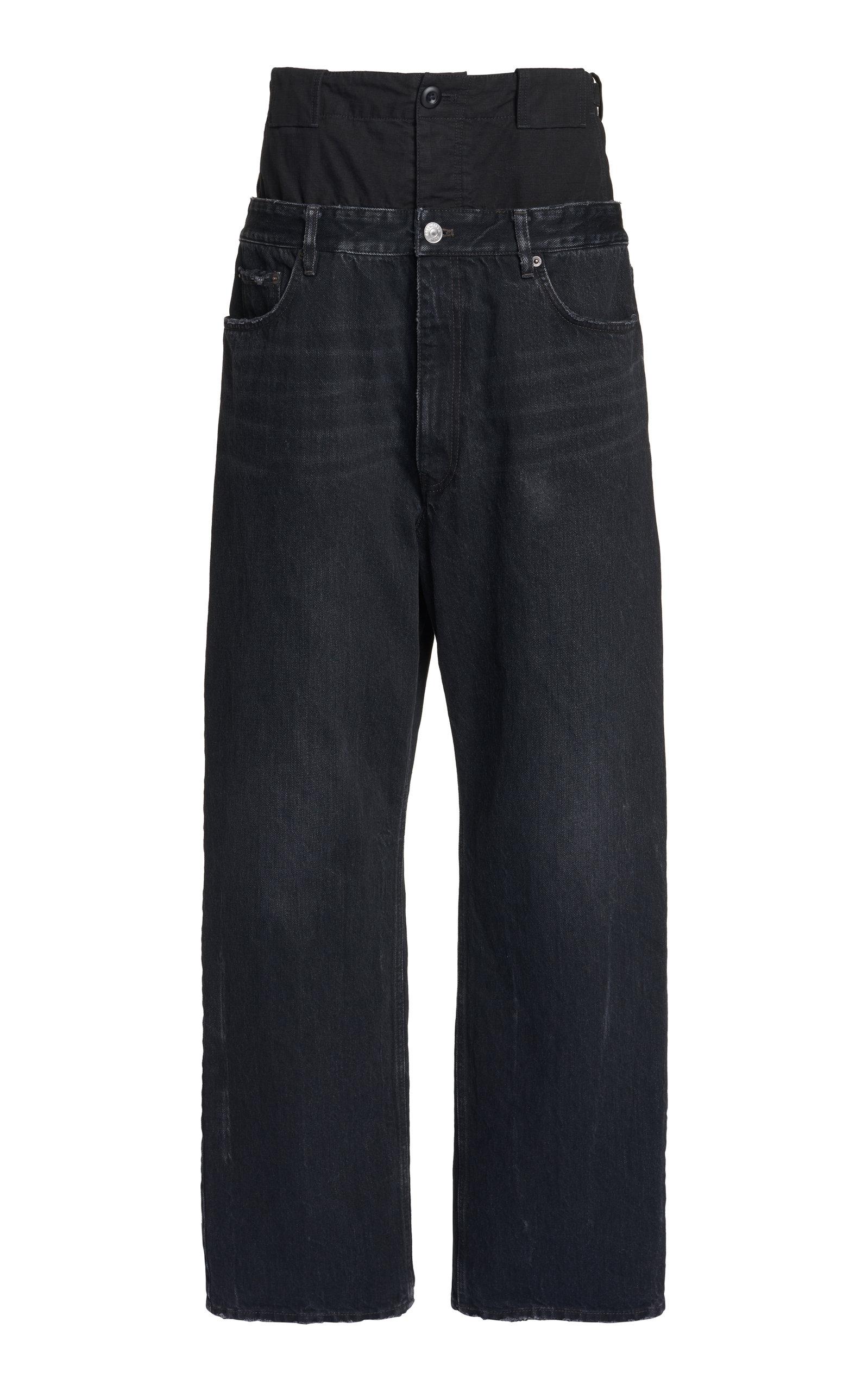 Balenciaga Double-waist Rigid Drop-rise Wide-leg Jeans in Black | Lyst