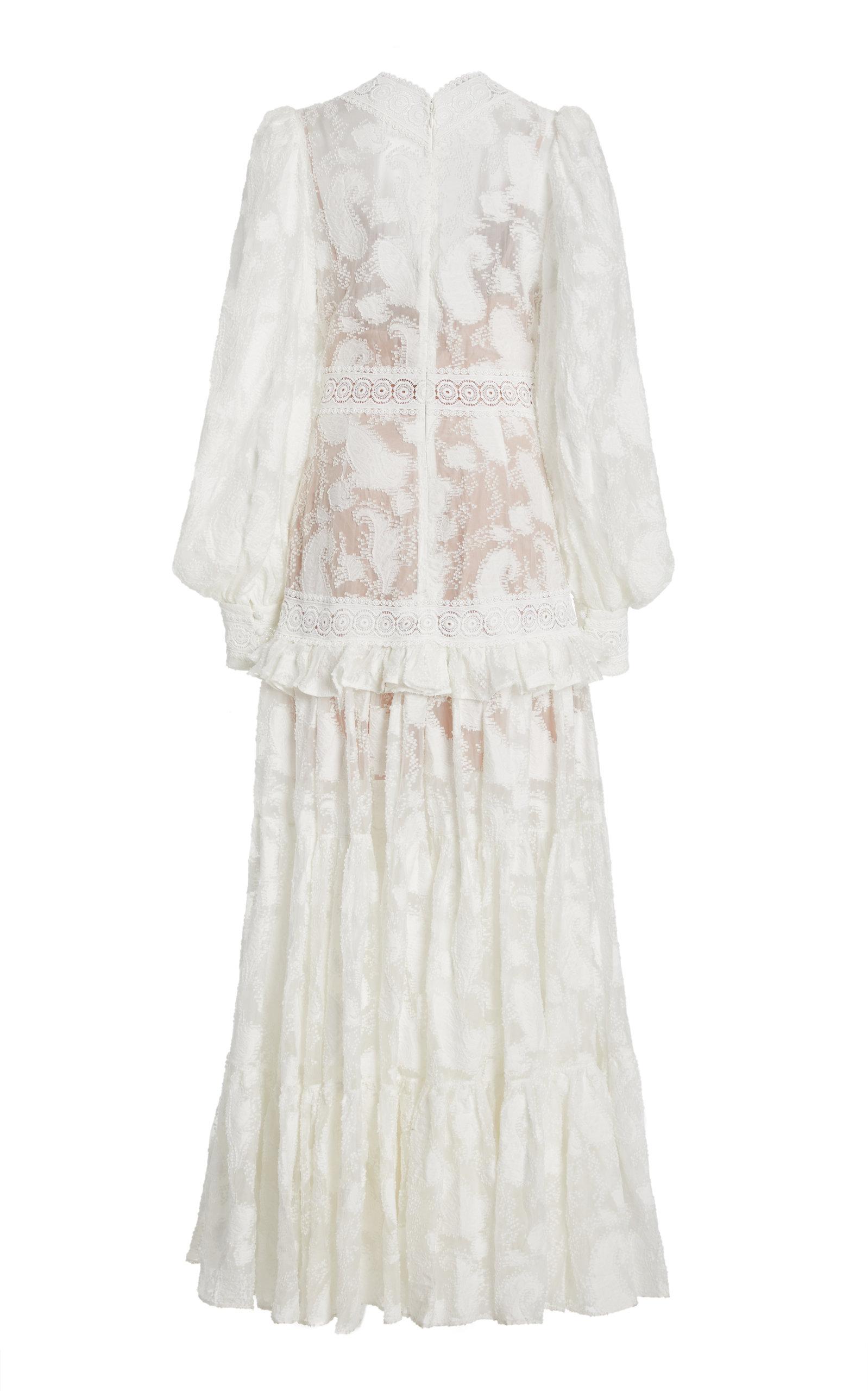 Acler Suffield Ruffled Lace Maxi Dress in White | Lyst