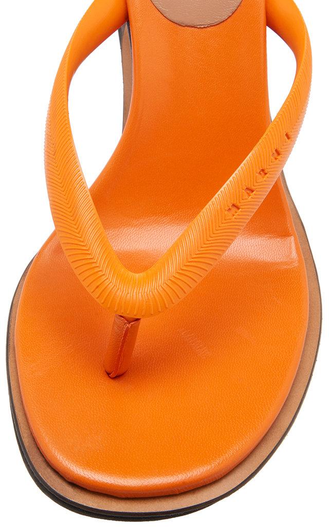 Marni Reverse Leather Thong Sandals in Orange - Lyst