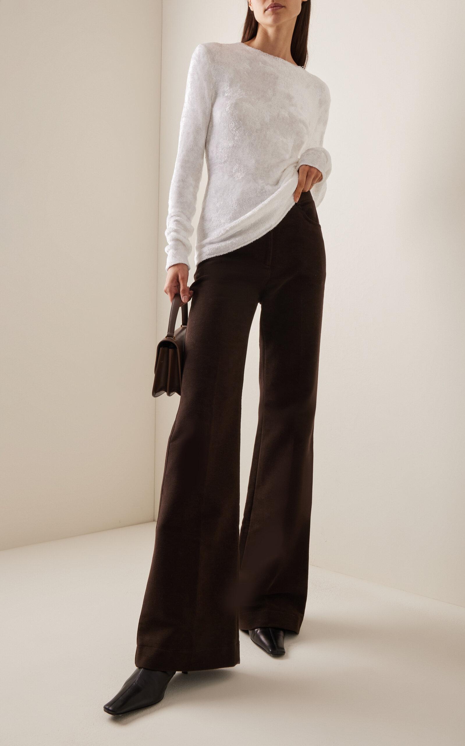 TOTEME Flared Cotton-moleskin Trousers in Black | Lyst