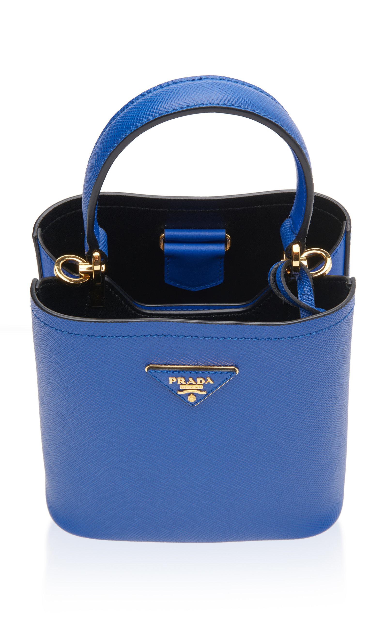 Prada Small Saffiano Leather Double Bucket Bag in Blue - Lyst